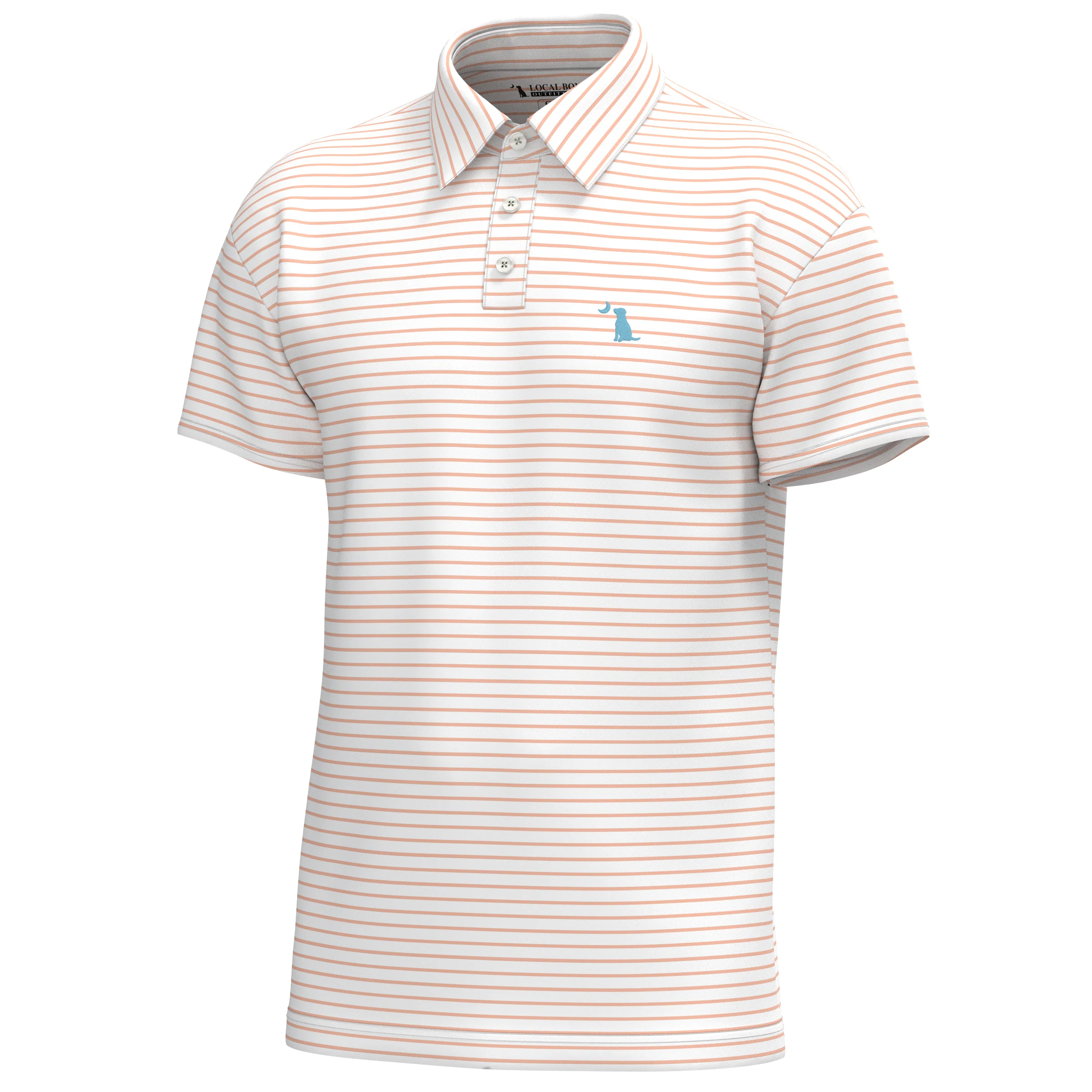 Edisto Stripe Polo in Peach - Image 4