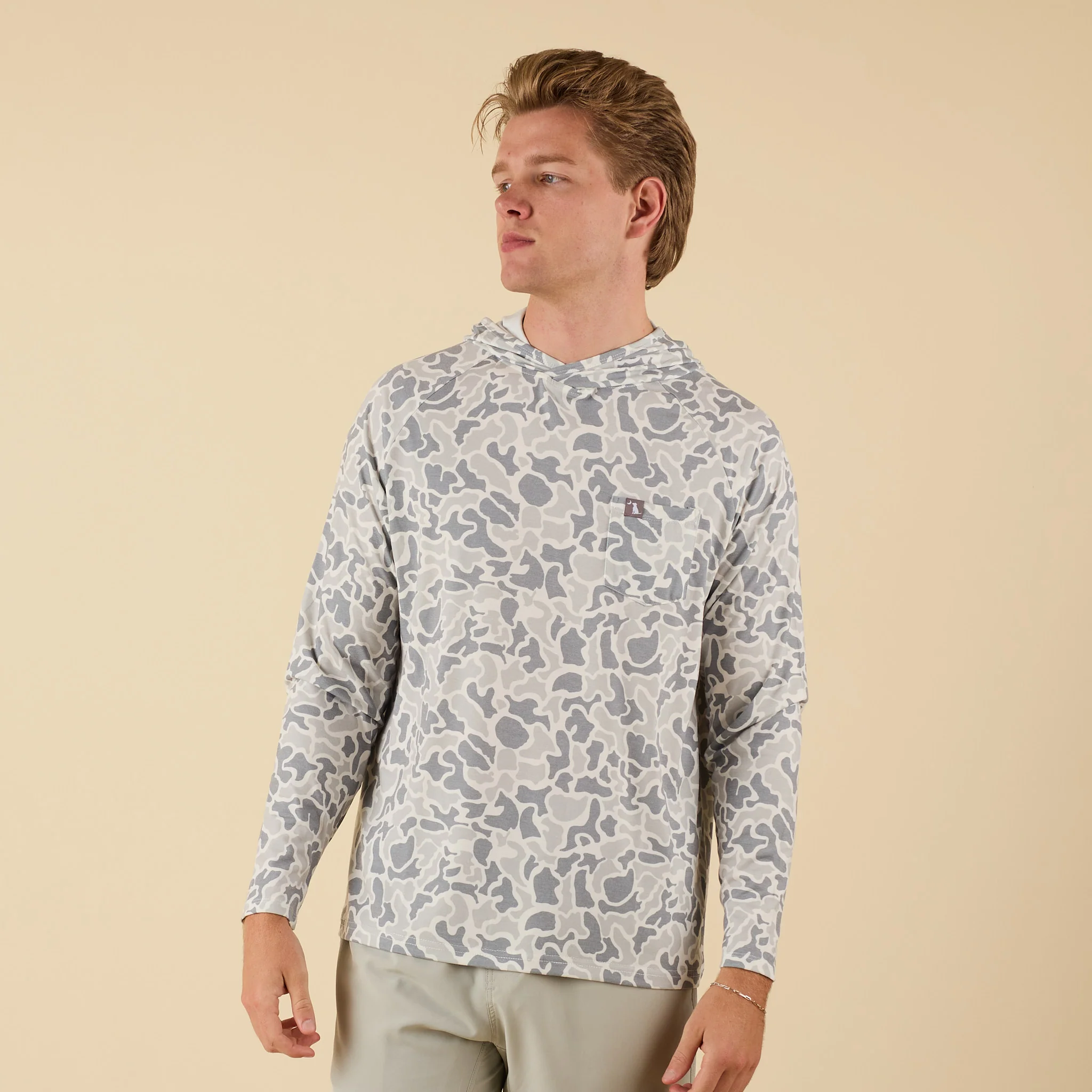 Heather Blend Hooded T-Shirt in White Localflage