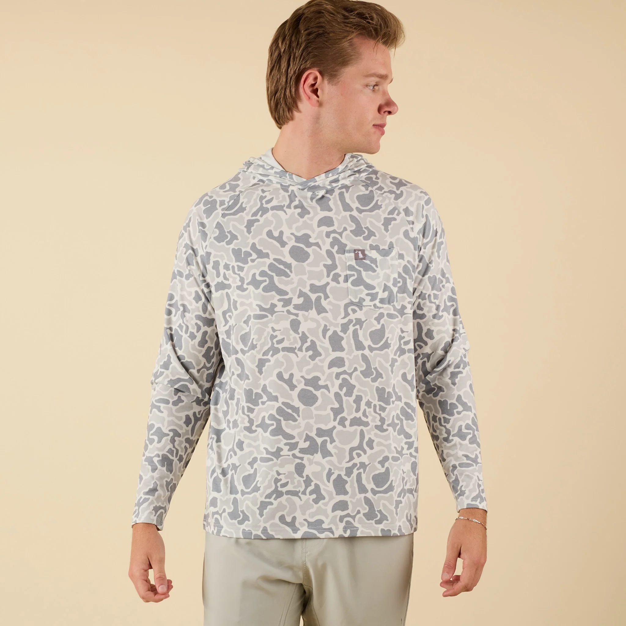 Heather Blend Hooded T-Shirt in White Localflage - Image 3
