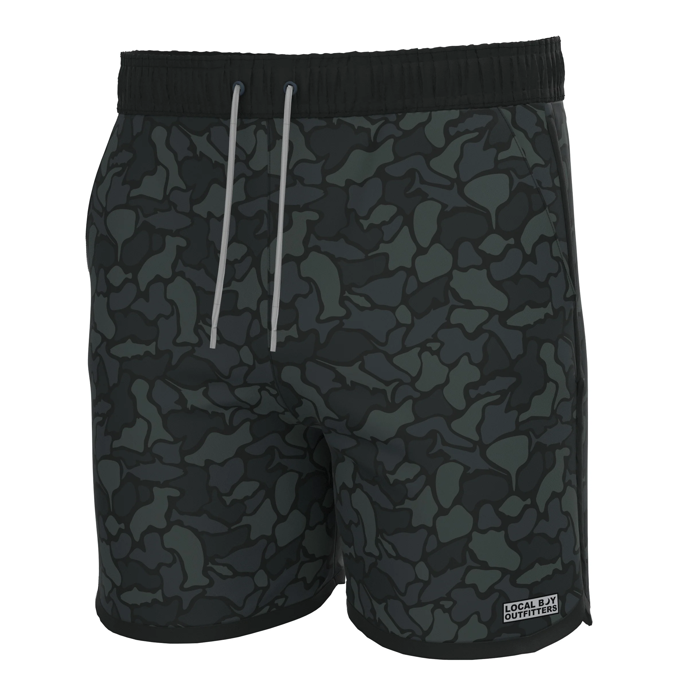 Wando Swim Trunks in Black Saltwater Camo
