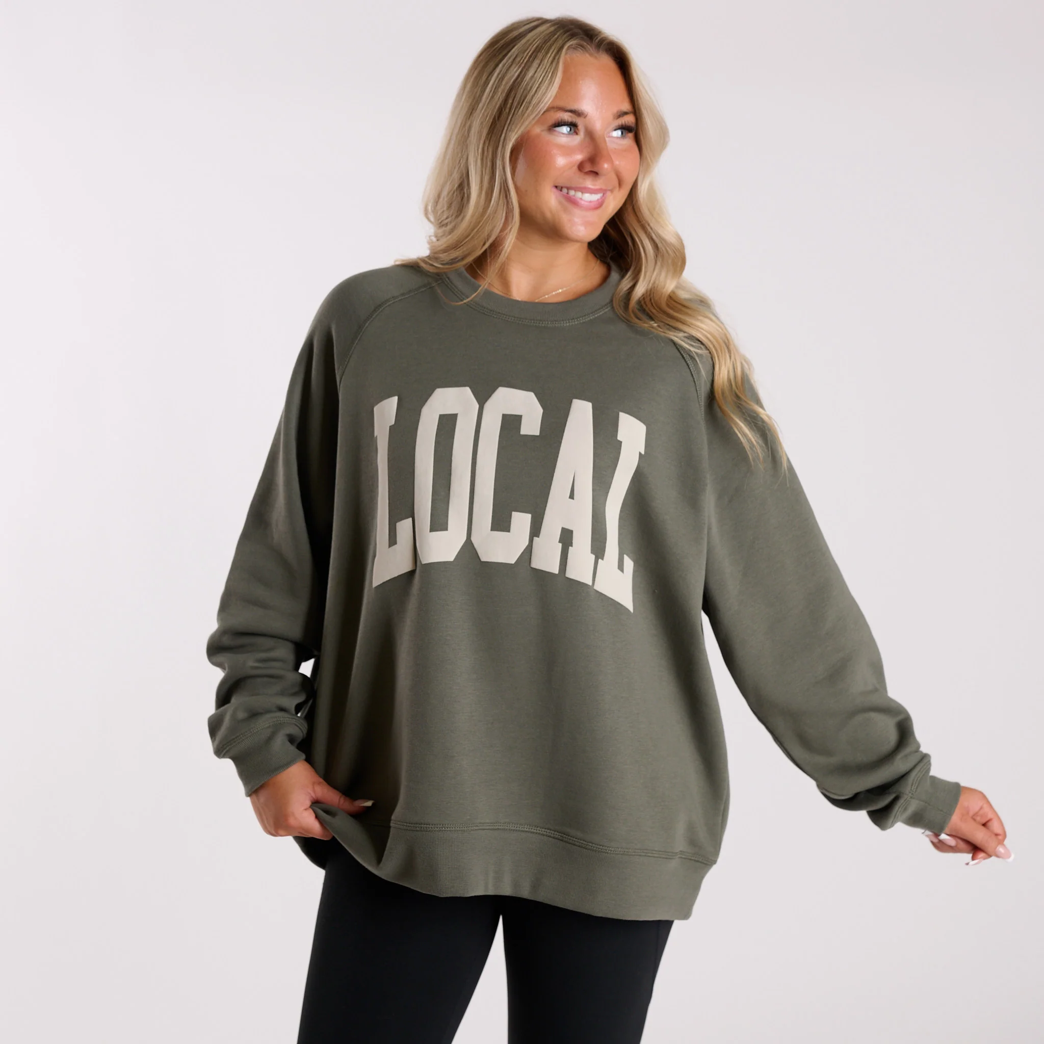 Crescent Crewneck Sweatshirt in Olive - Image 3