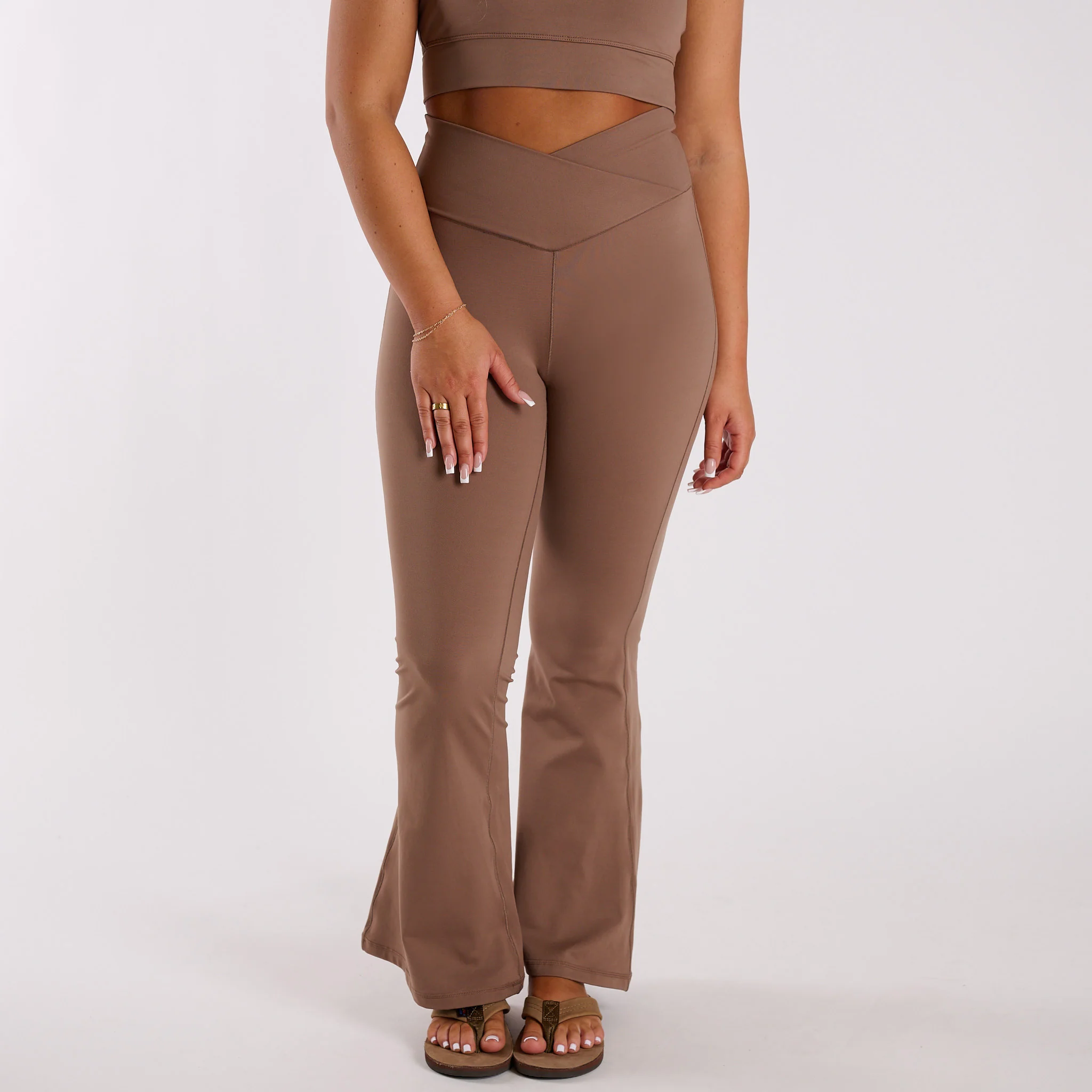 High Waisted Flare Leggings in Espresso
