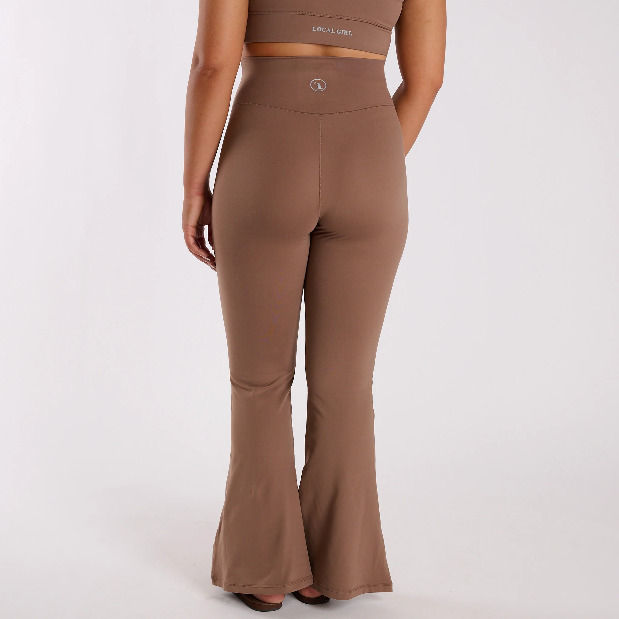 High Waisted Flare Leggings in Espresso - Image 4