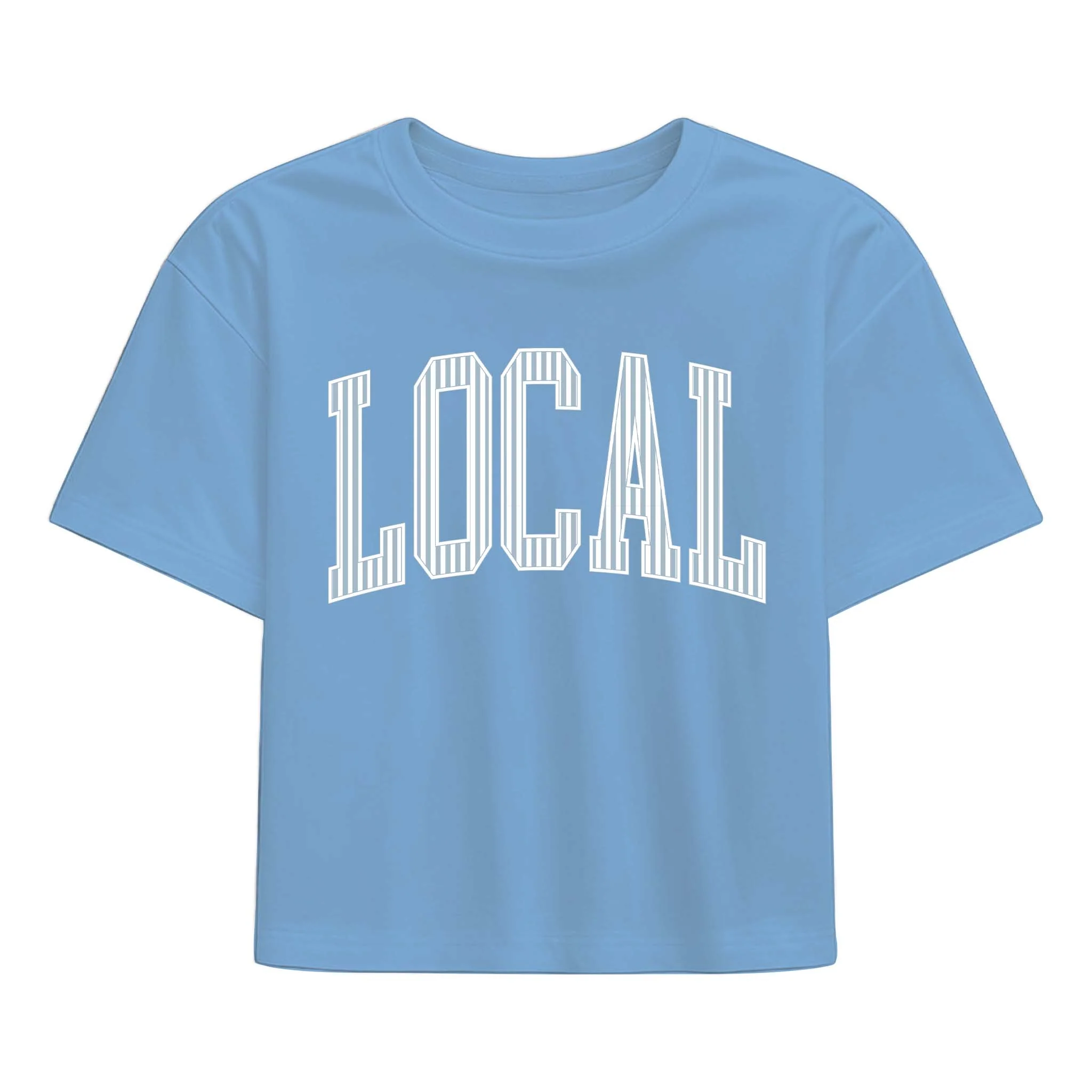 Striped Local Short Sleeve Crop T-Shirt