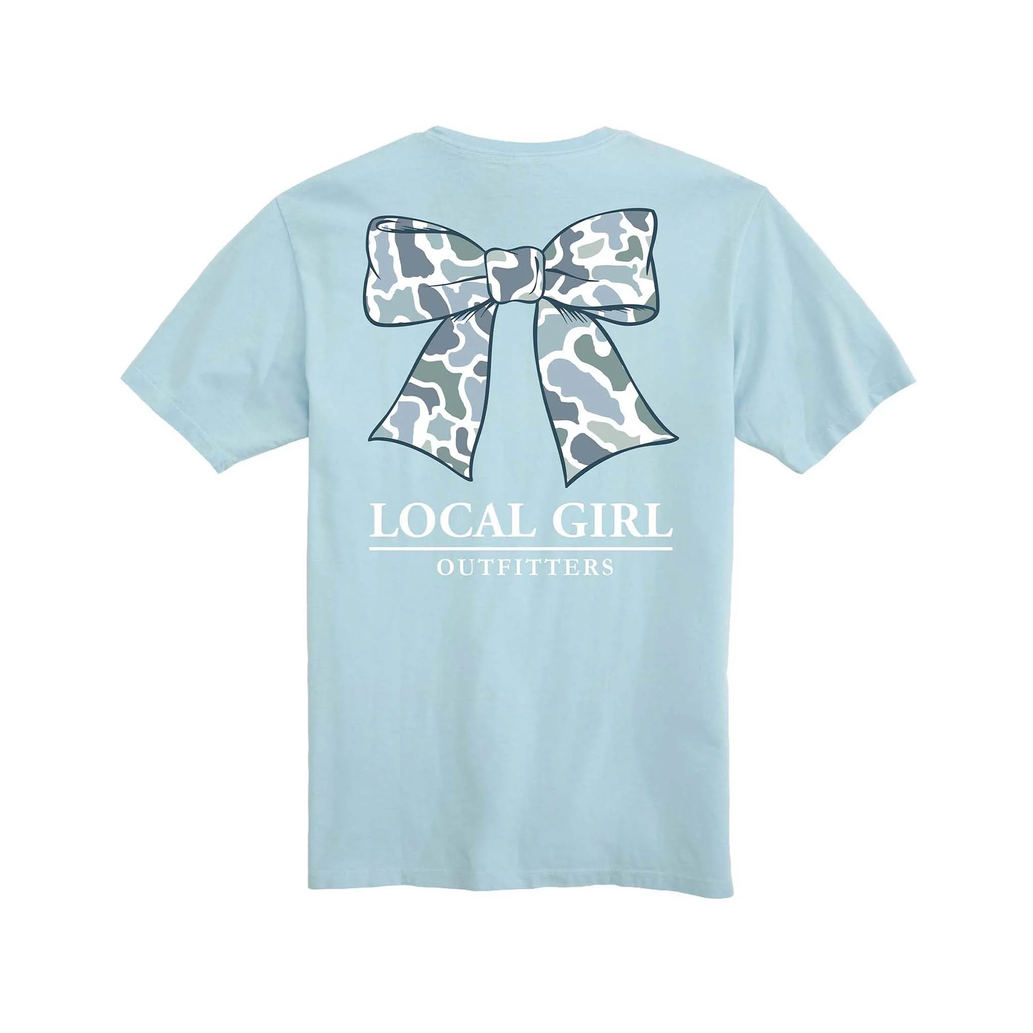 Youth Camo Bow Short Sleeve T-Shirt in Chambray