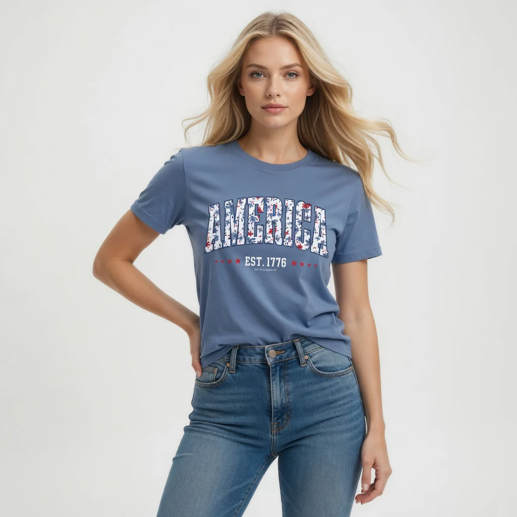 America Floral Fill Short Sleeve T-Shirt - Image 2