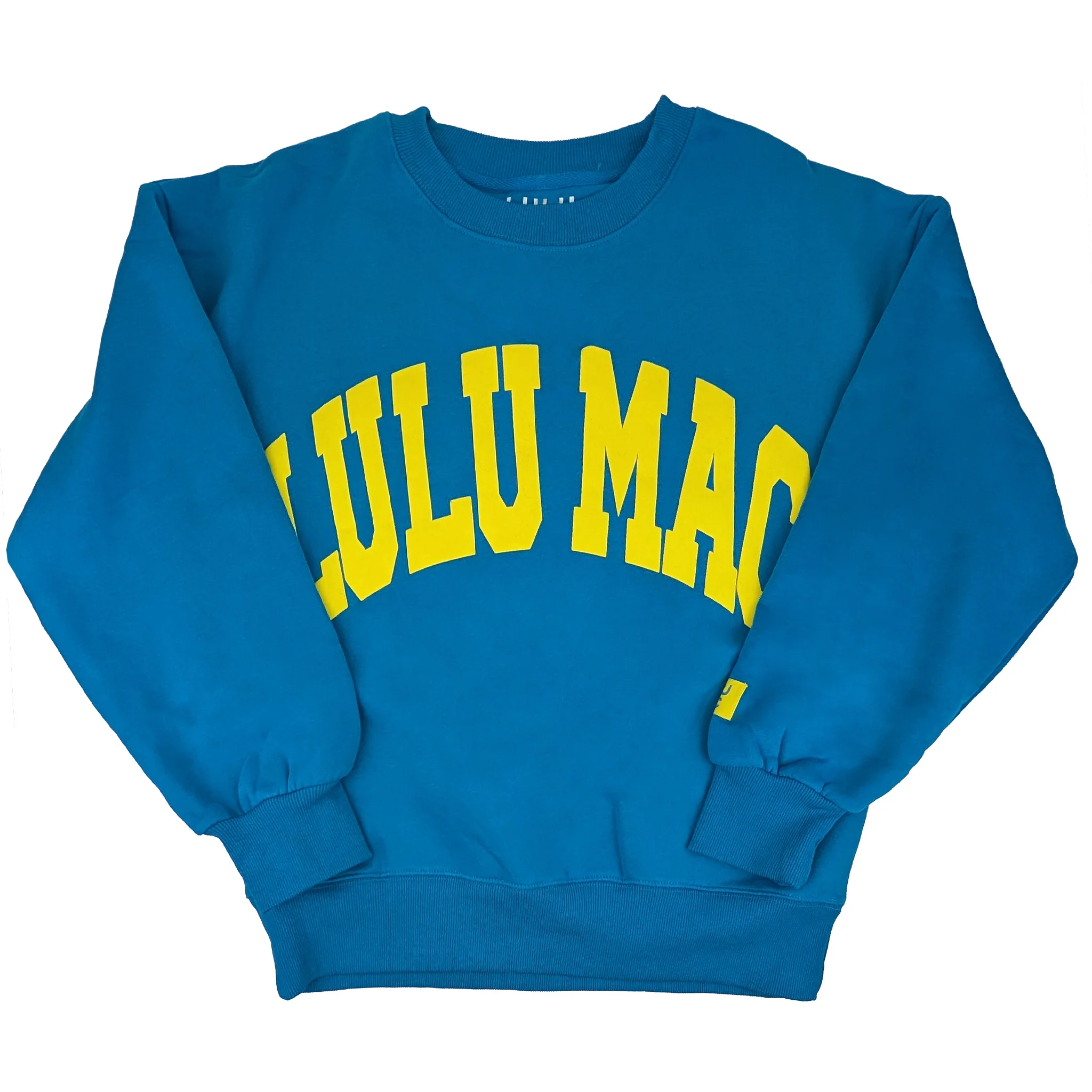 Lulu Mac Puff Crewneck Sweatshirt in Electric Blue and Yellow