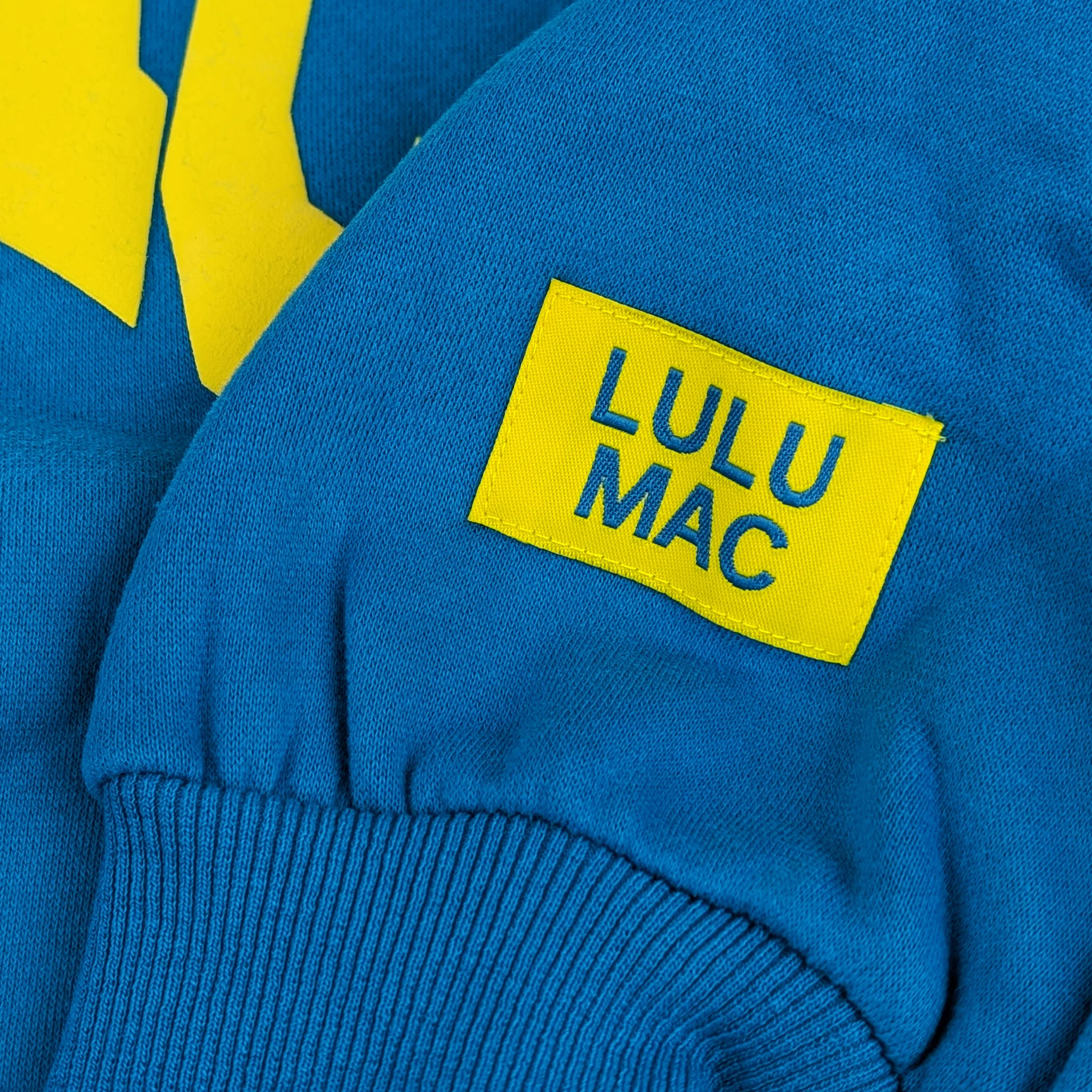 Lulu Mac Puff Crewneck Sweatshirt in Electric Blue and Yellow - Image 3