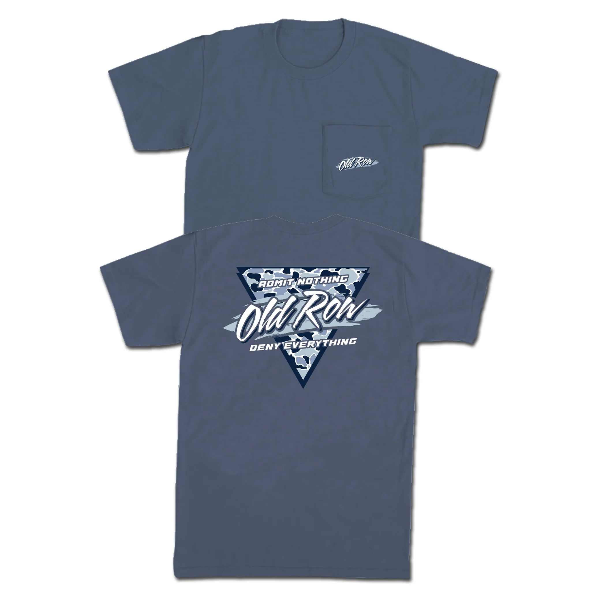 Camo Triangle Logo Short Sleeve Pocket T-Shirt in Denim