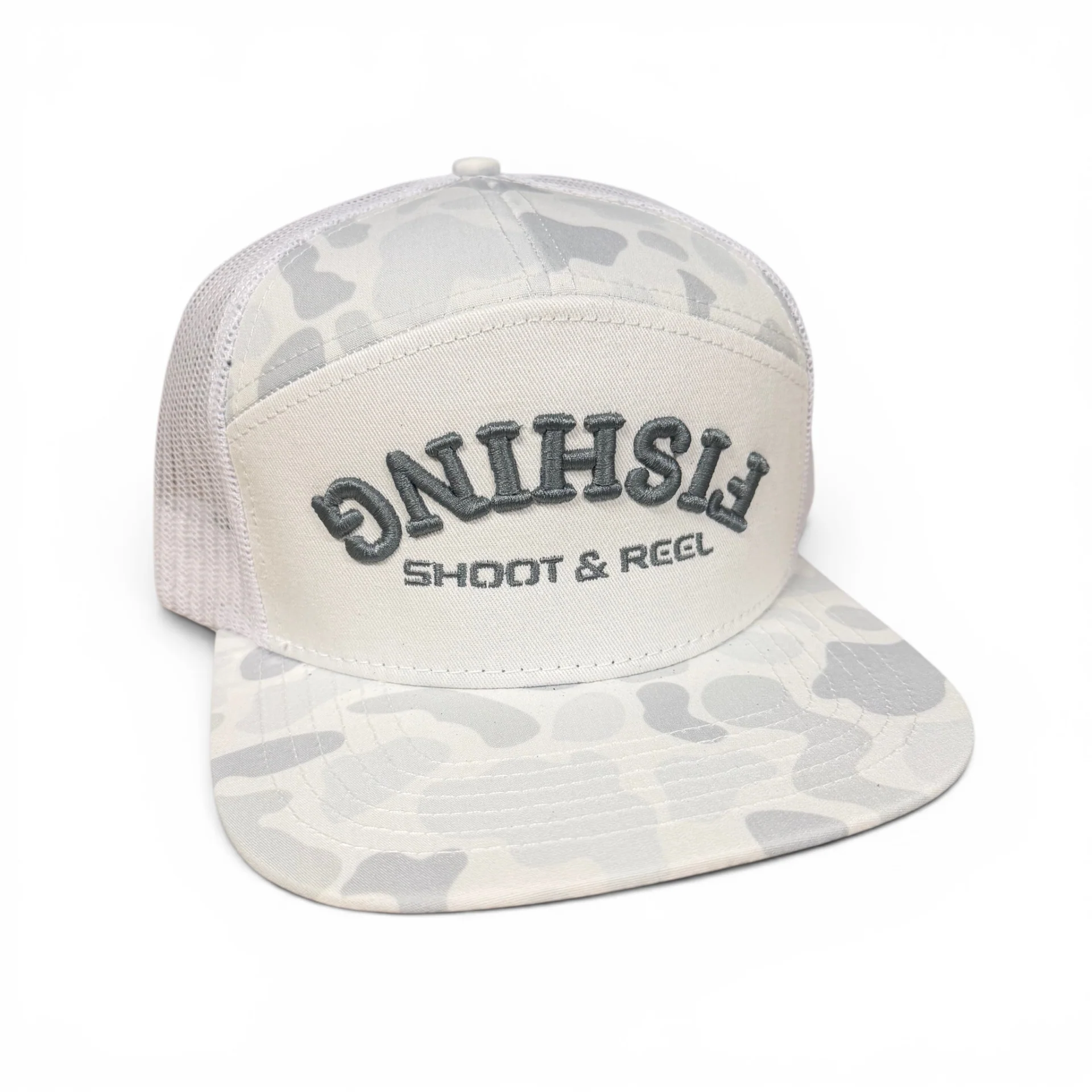 Upside Down Fishing Embroidered Flatbill Hat
