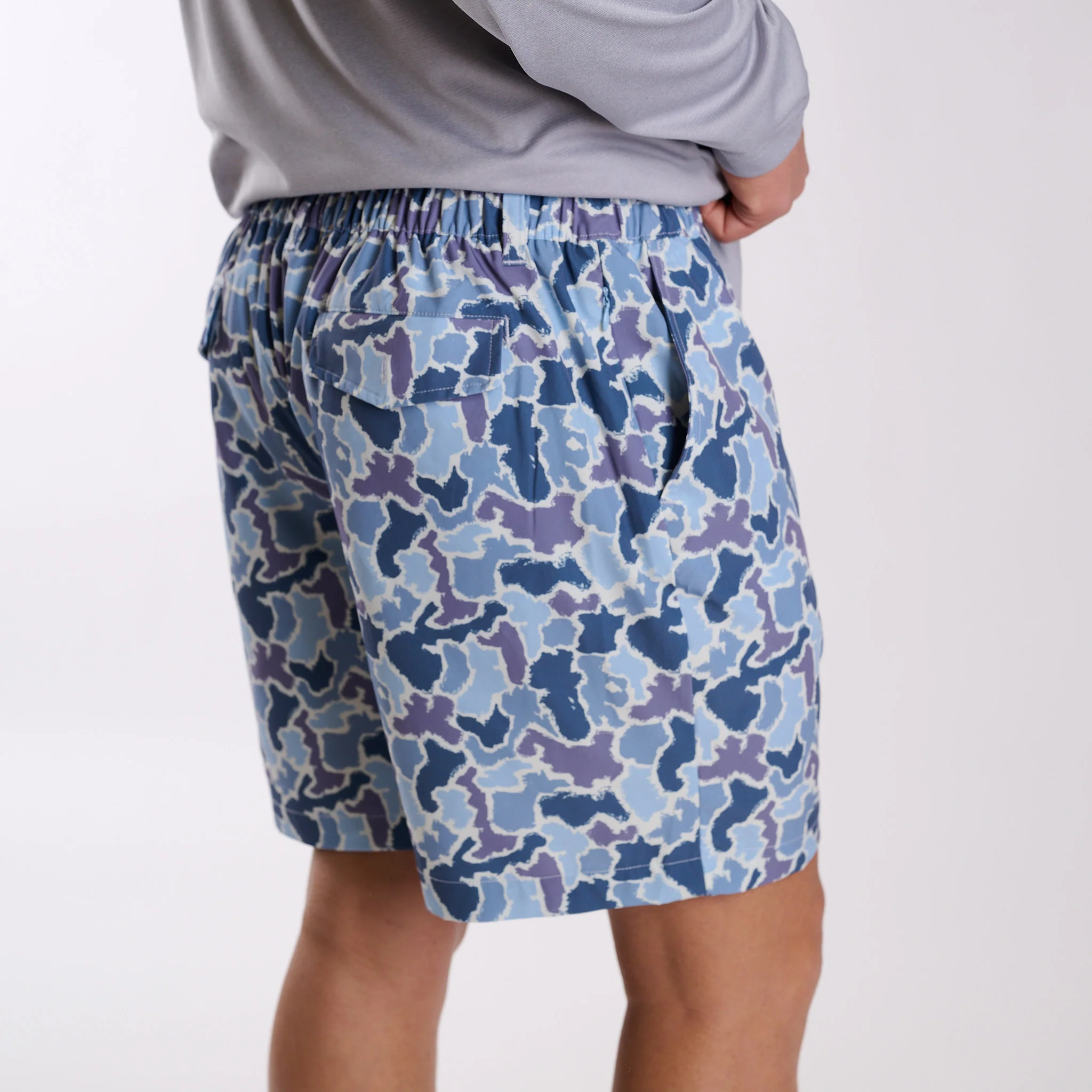 5-inch Drawstring Waist Shorts in Blue Camo - Image 5
