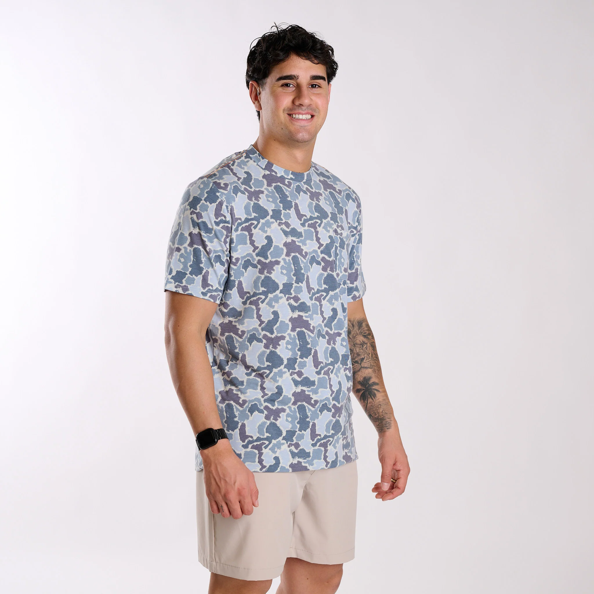 All Over Blue Camo Short Sleeve T-Shirt - Image 3