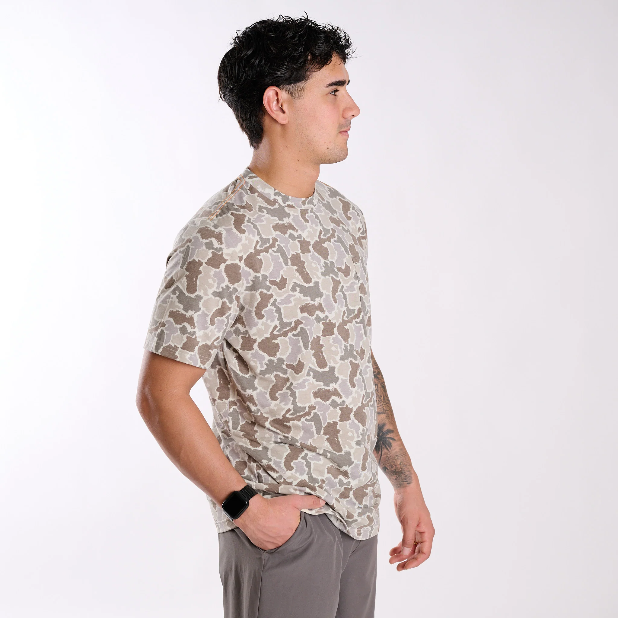 All Over Grey Camo Short Sleeve T-Shirt - Image 4