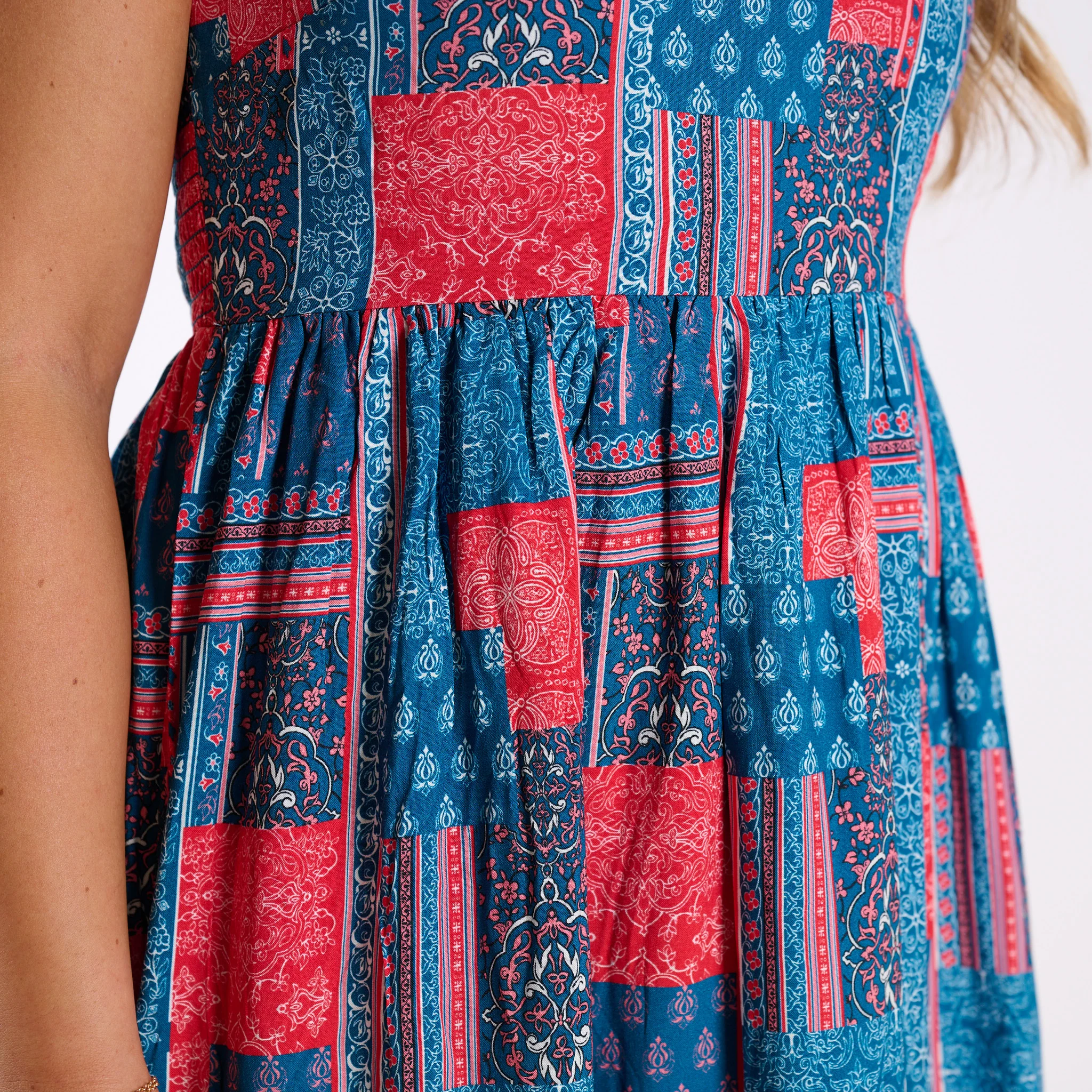Coastal Patchwork Sleeveless Maxi Dress - Image 2