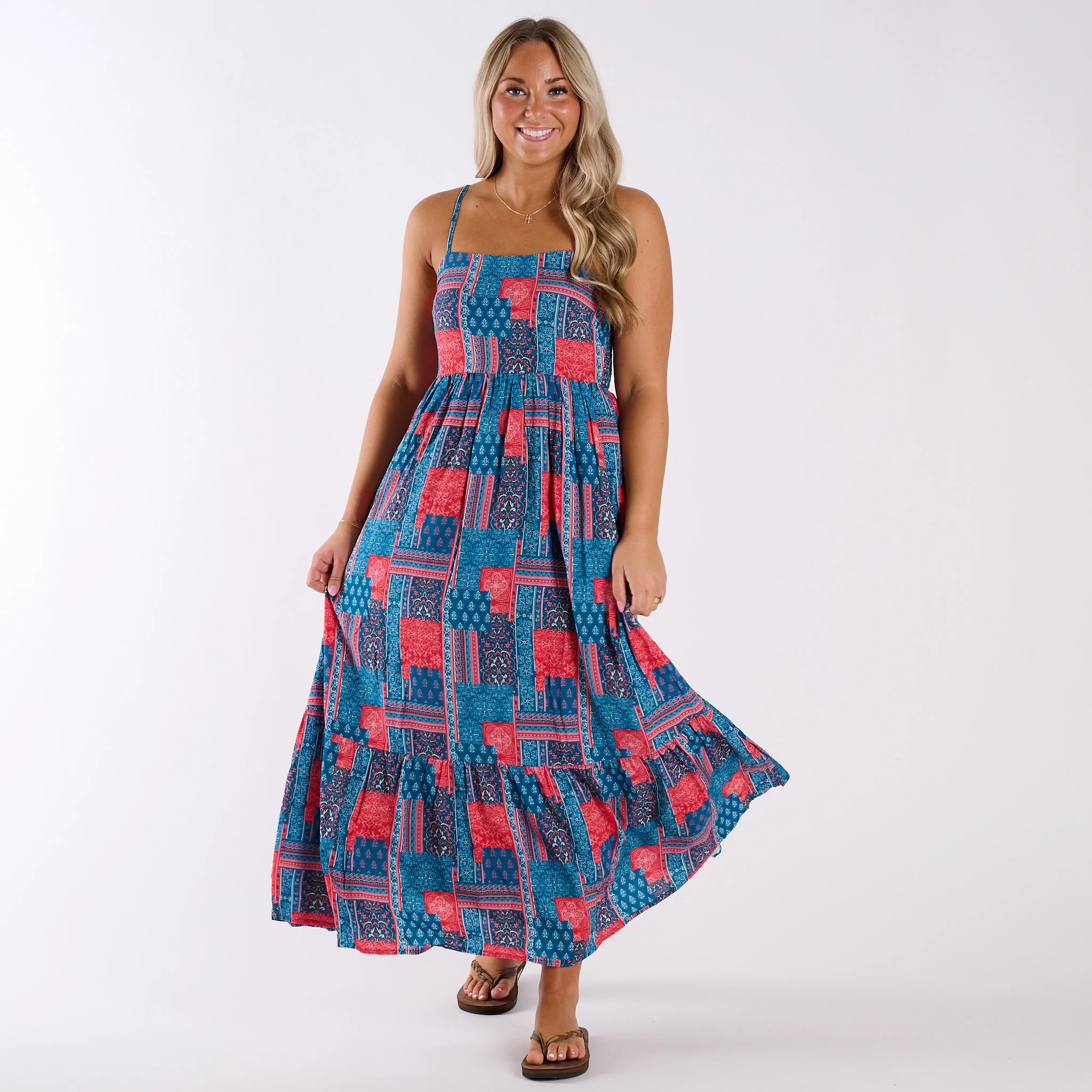 Coastal Patchwork Sleeveless Maxi Dress - Image 3