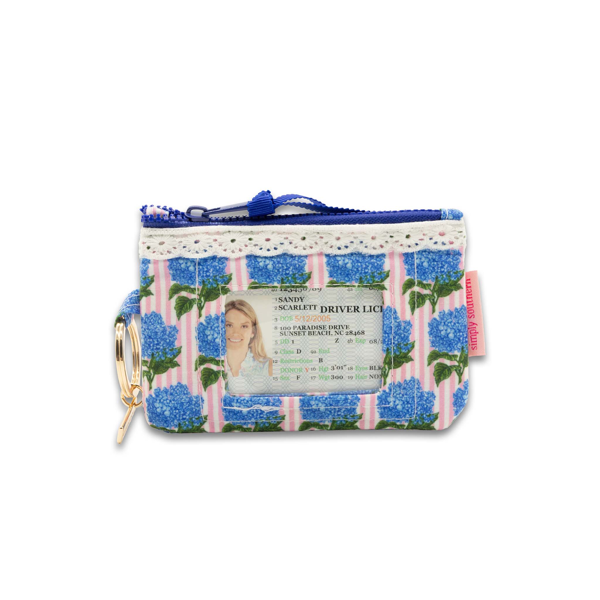 Hydrangea Stripe ID Wallet with Lace Trim - Image 2