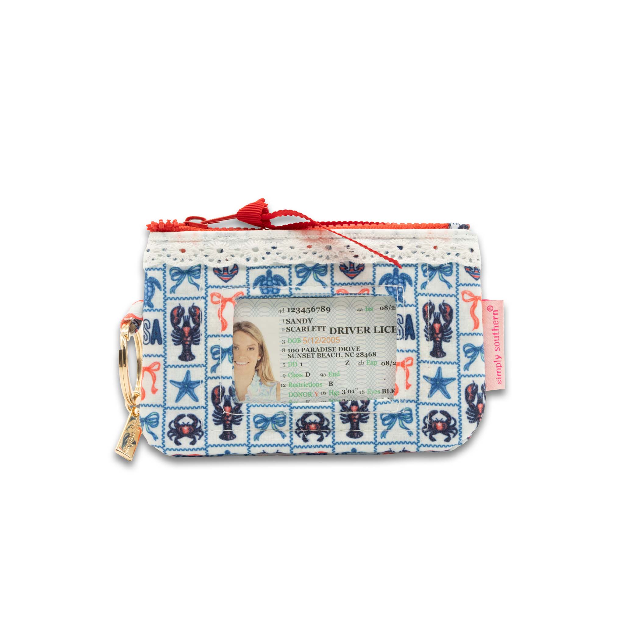 Lobster Patch ID Wallet with Lace Trim - Image 2