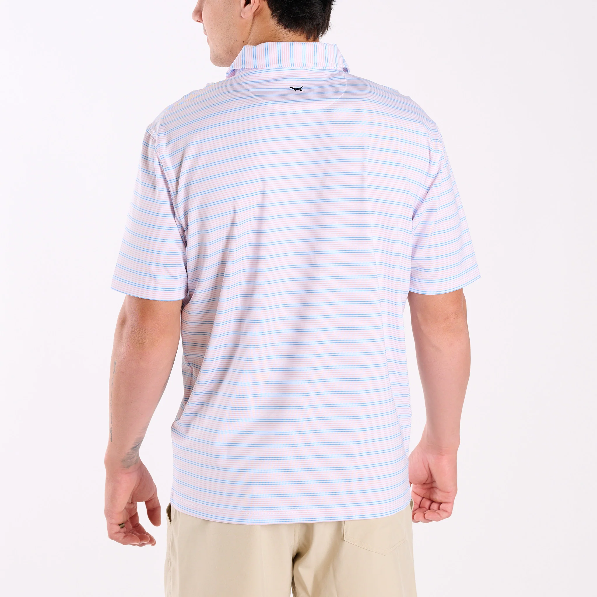 Men's Blue Striped UPF Polo - Image 5