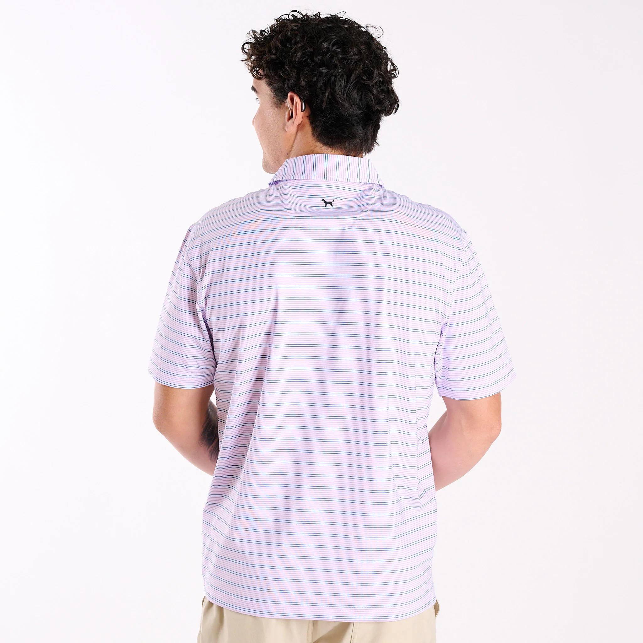 Men's Purple and Blue Striped UPF Polo - Image 5