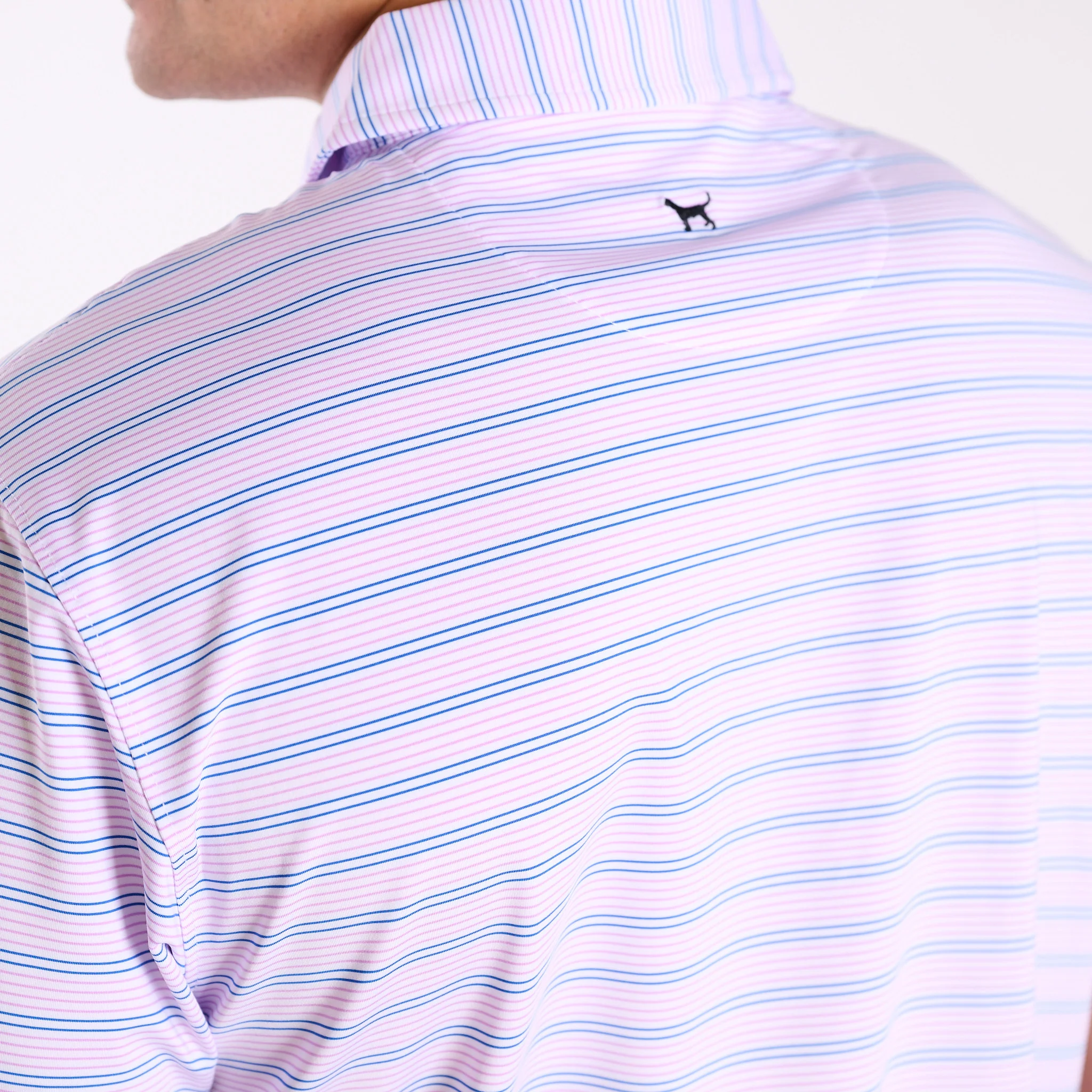 Men's Purple and Blue Striped UPF Polo - Image 6