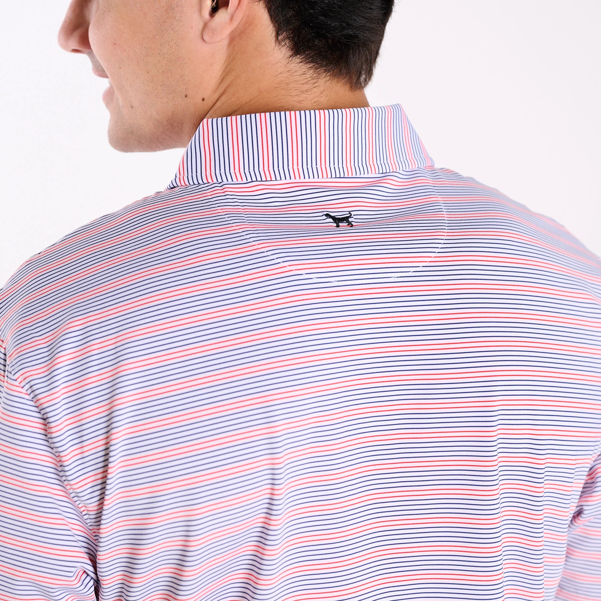 Men's Red and Blue Striped UPF Polo - Image 6