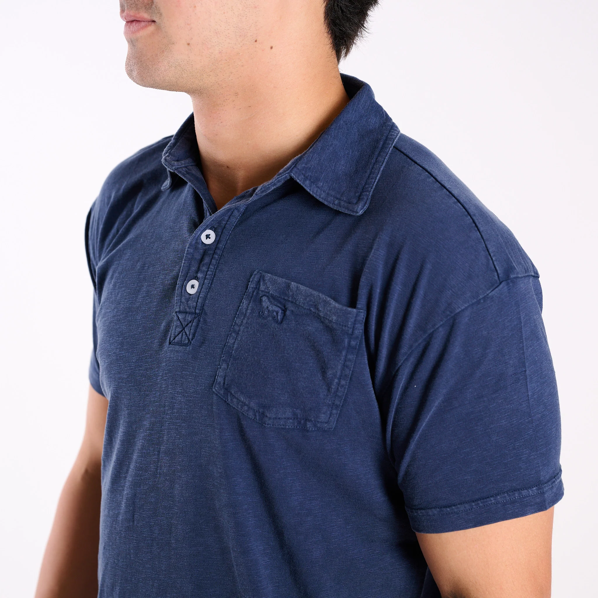 Men's Seaside Washed Polo in Navy - Image 2
