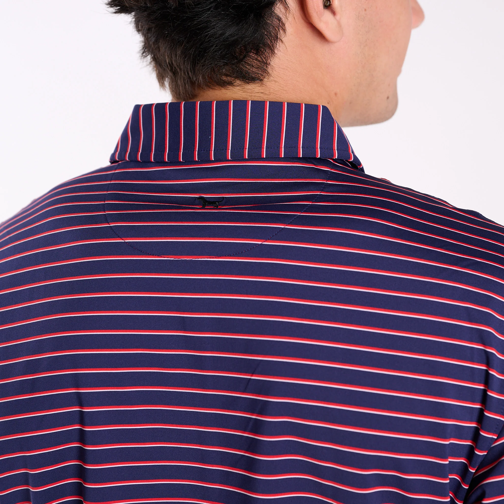 Men's Striped UPF Polo in Red - Image 5