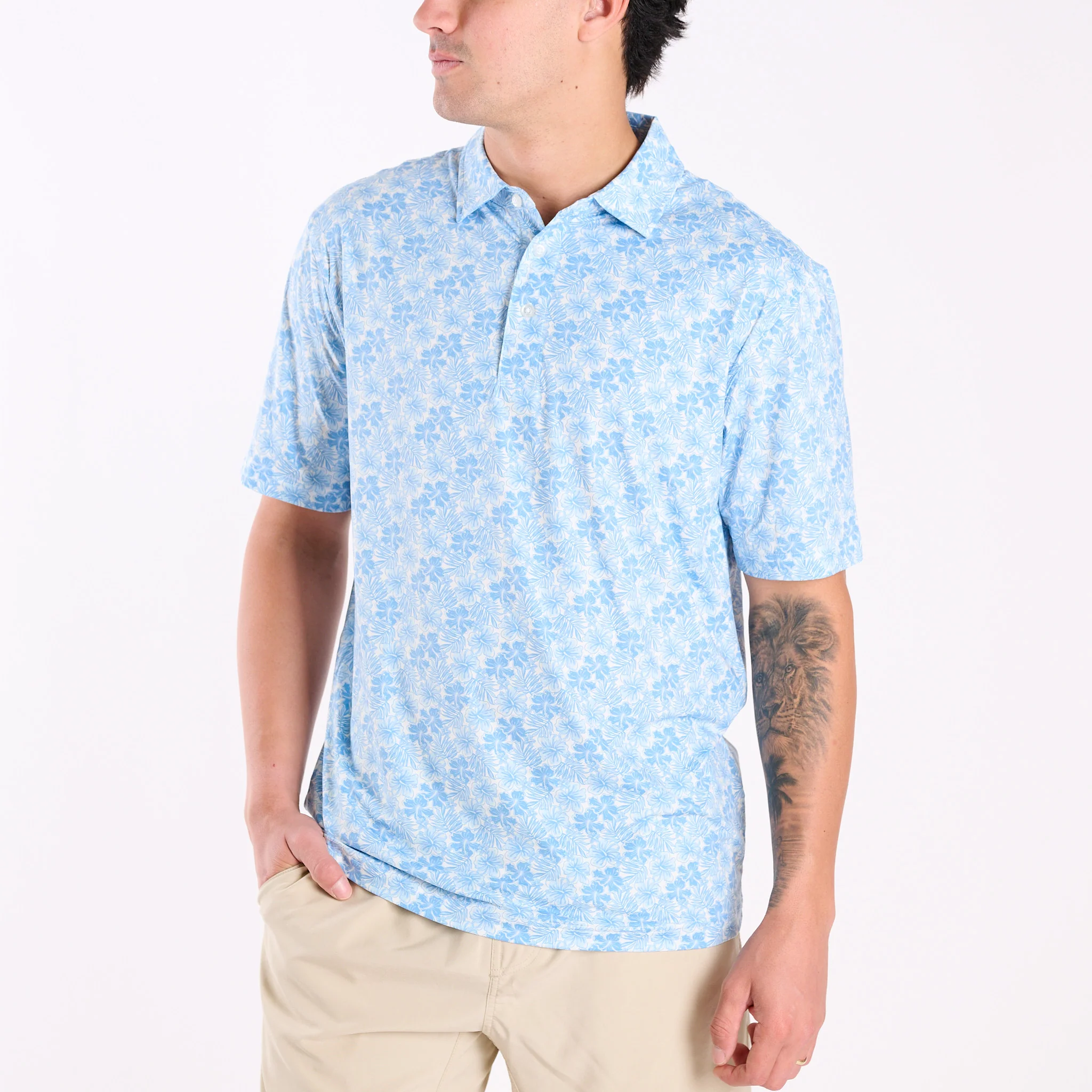 Men's Water Dude Printed Floral Polo