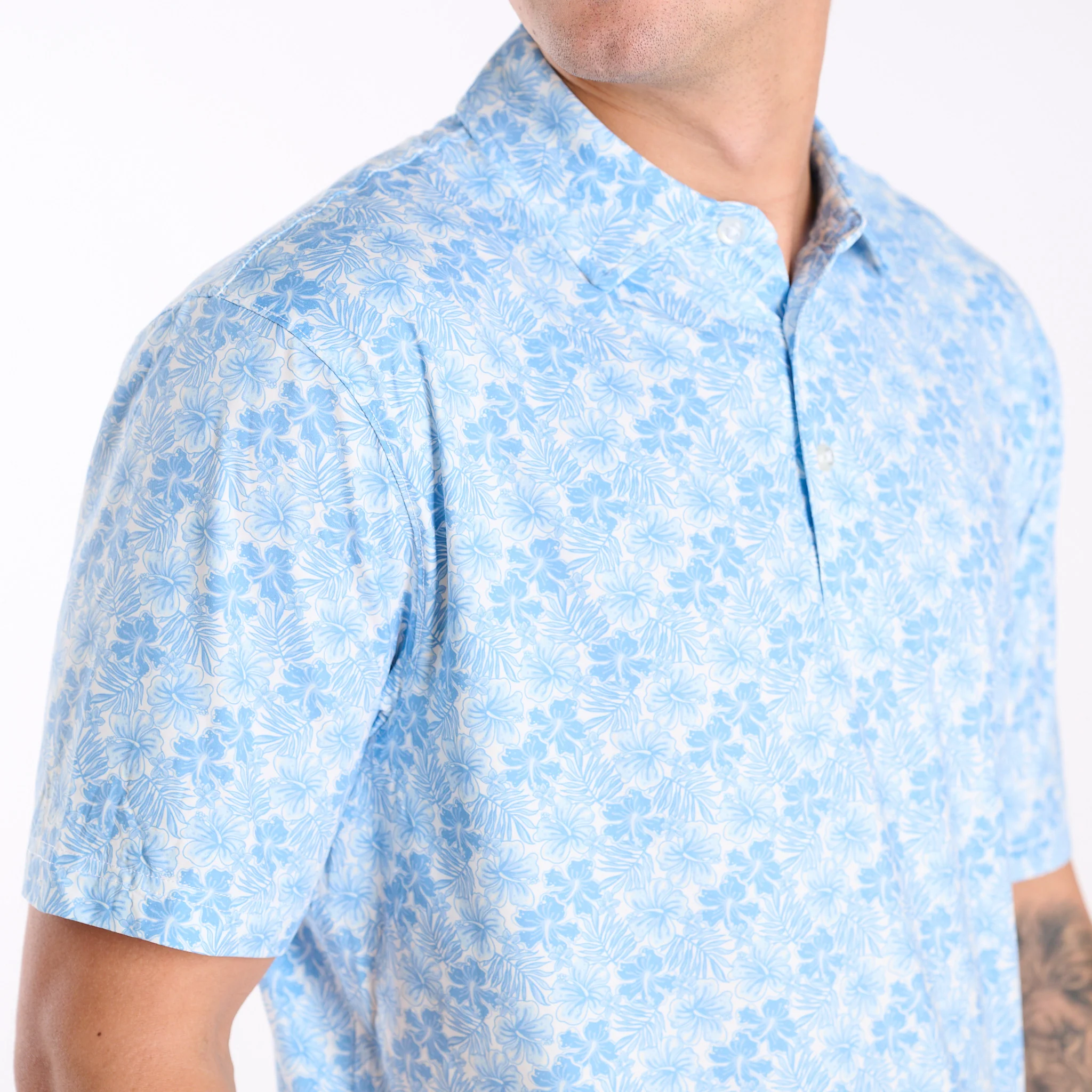Men's Water Dude Printed Floral Polo - Image 3