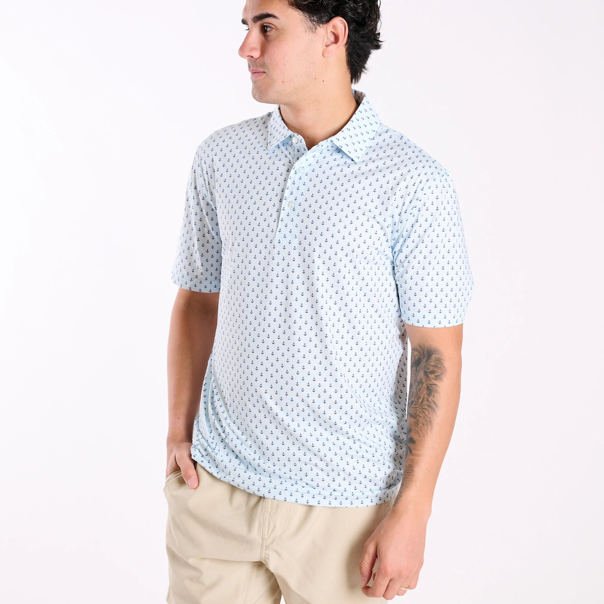Men's Water Dude Printed Anchor Polo - Image 2