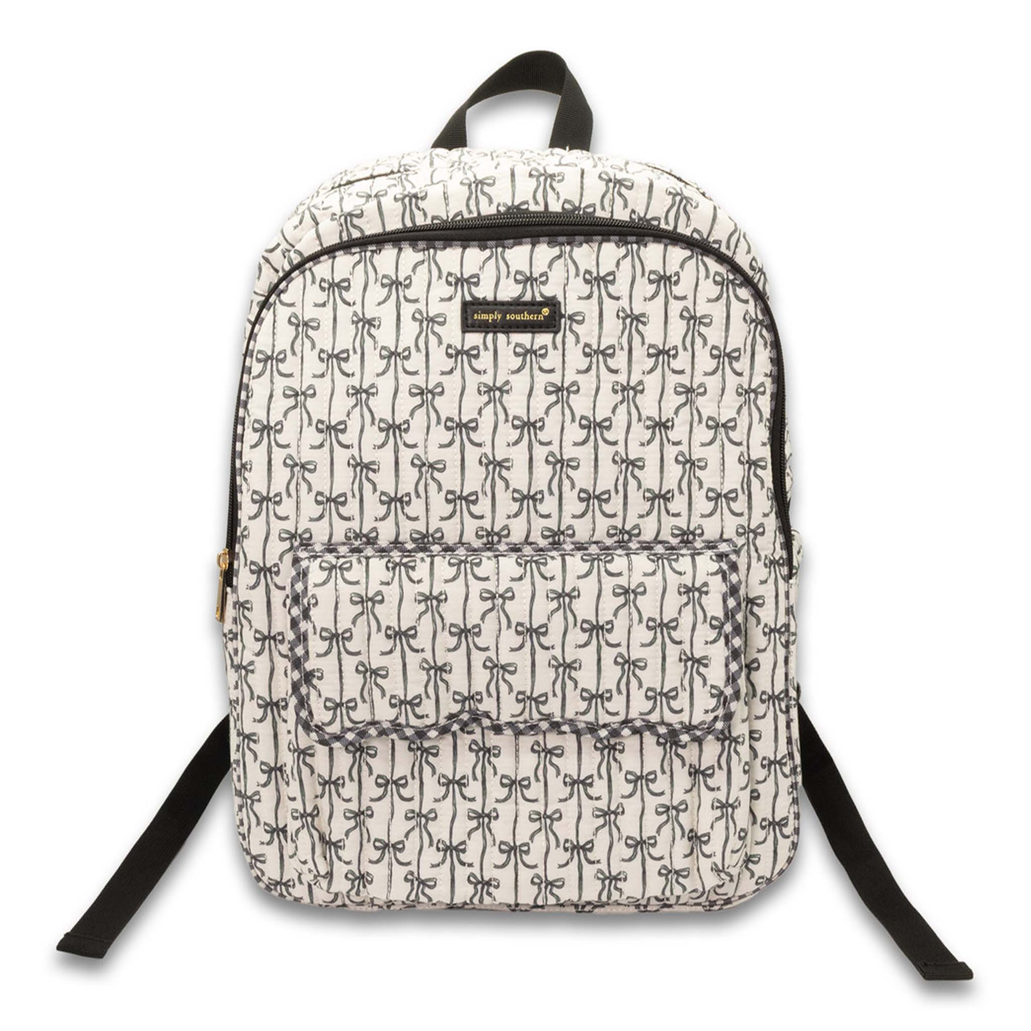 Quilted Bow Backpack in Black and Cream