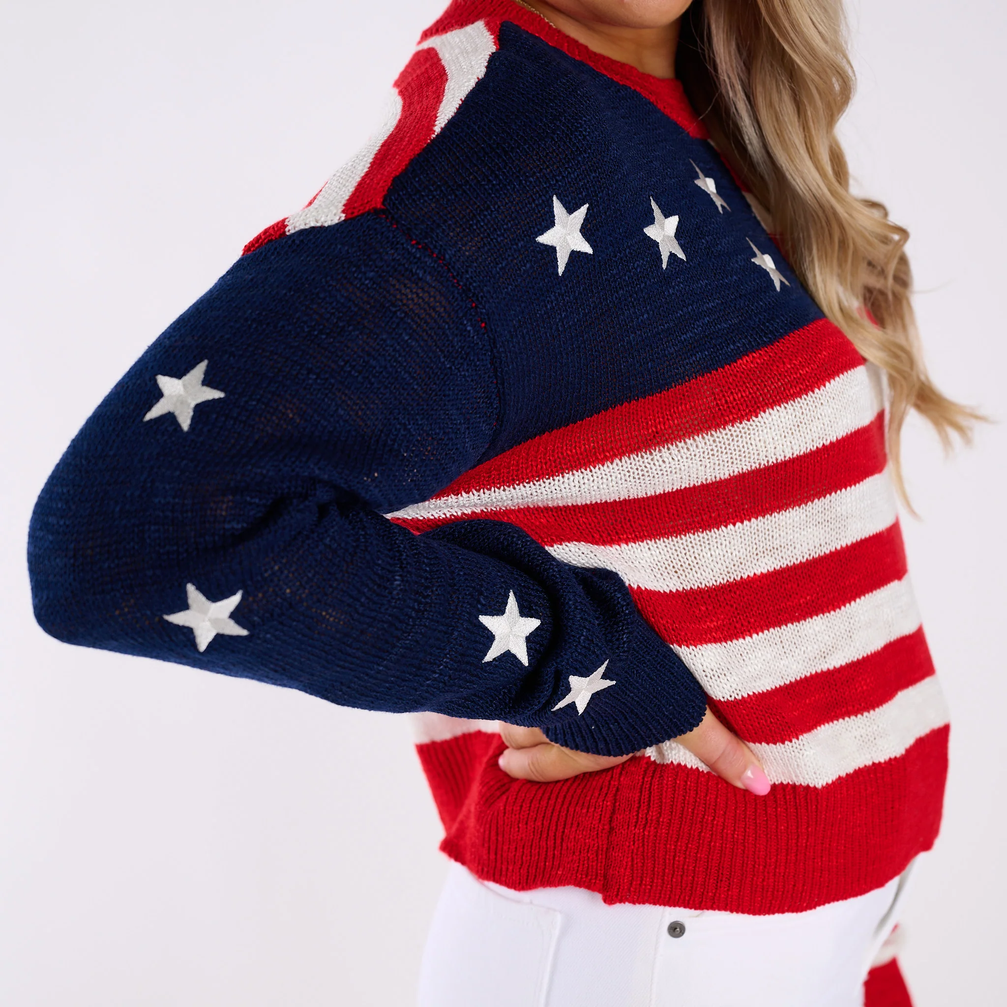 USA Flag Sweater in Red, White, & Blue - Image 2