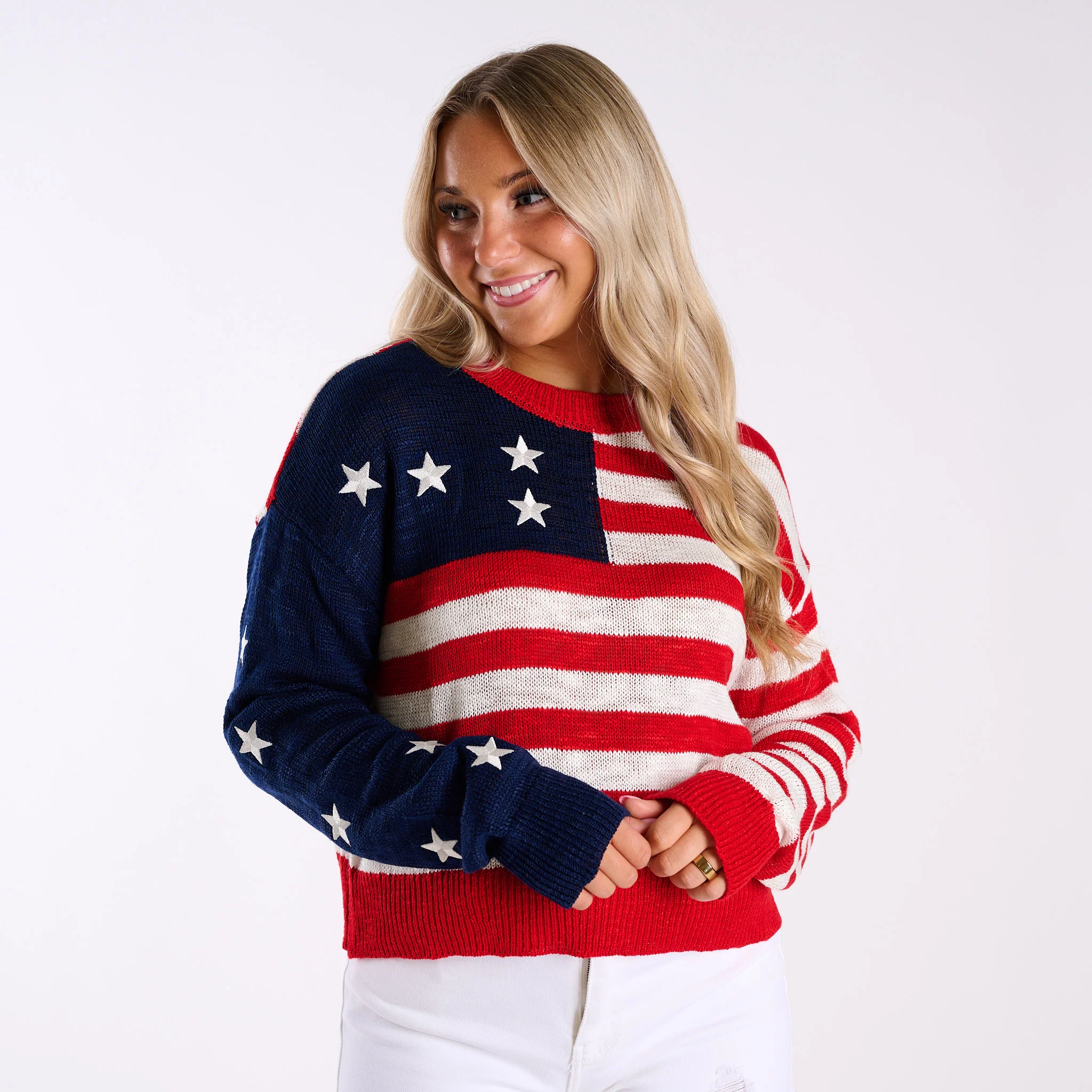 USA Flag Sweater in Red, White, & Blue - Image 3