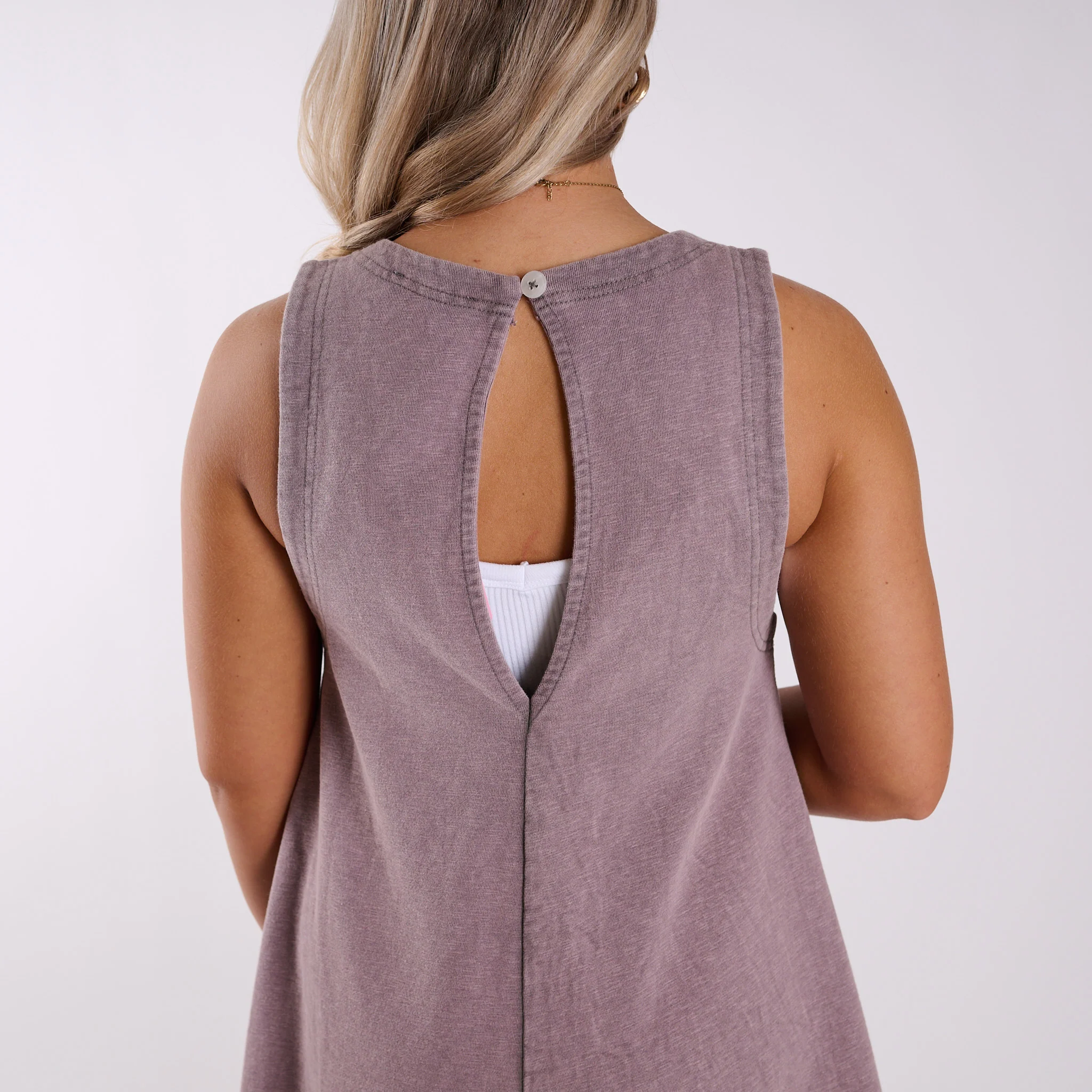 Washed Two Pocket Romper in Dark Grey - Image 2