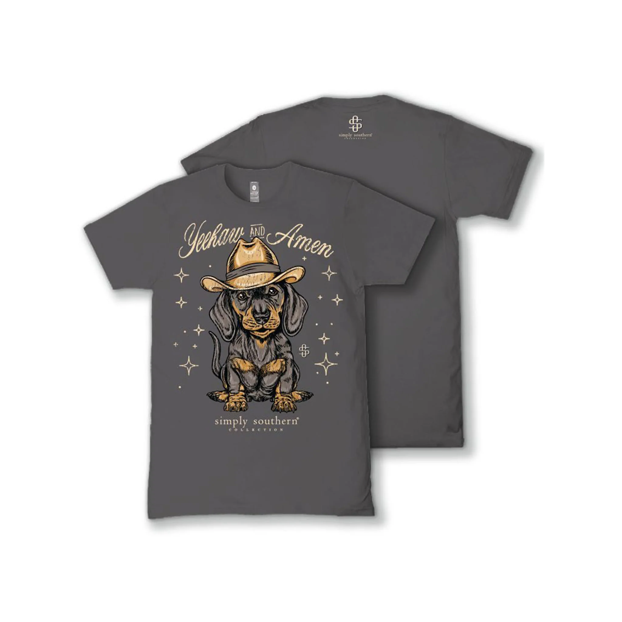 Youth Yeehaw and Amen Dachshund Short Sleeve T-Shirt