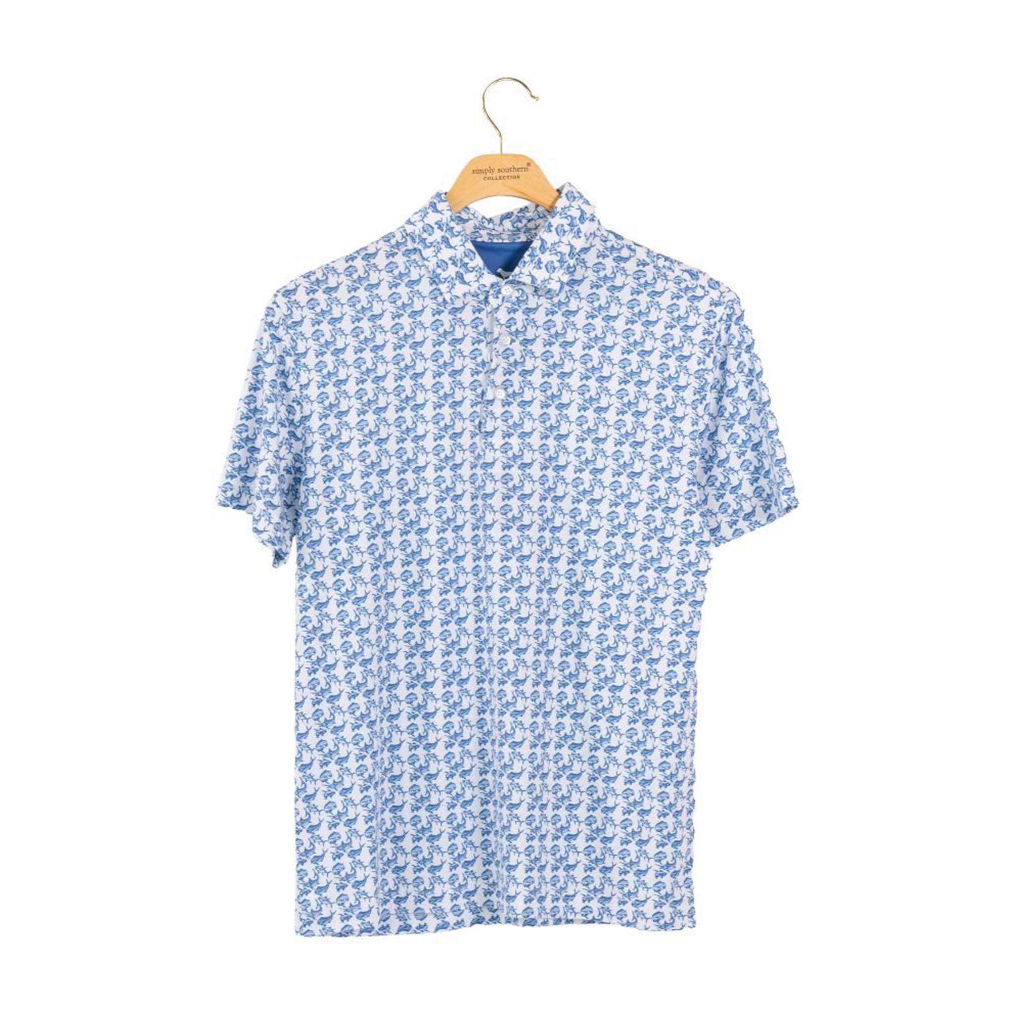 Youth Fish Printed Performance Polo - Image 2