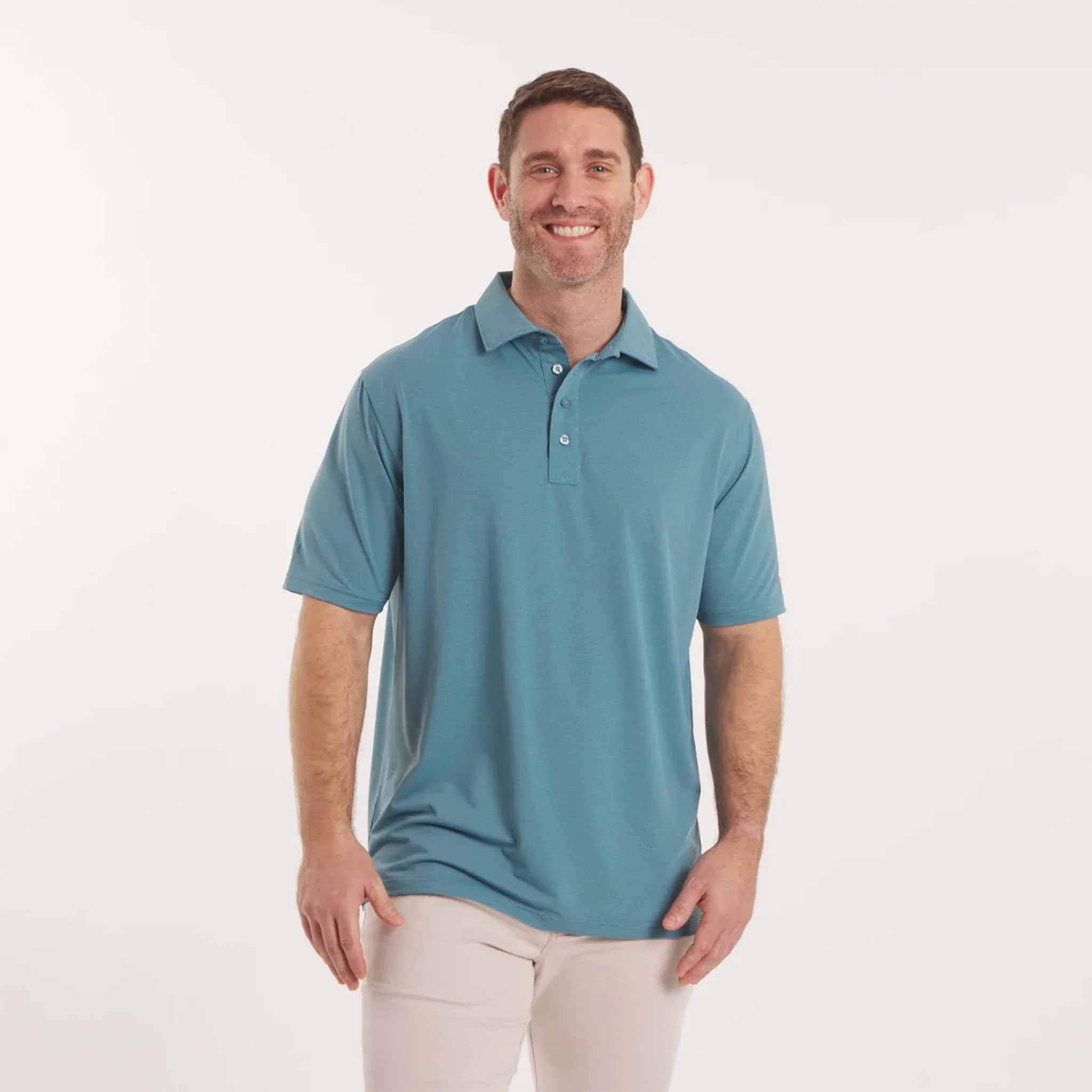 Causeway Mesh Performance Polo in Teal - Image 4
