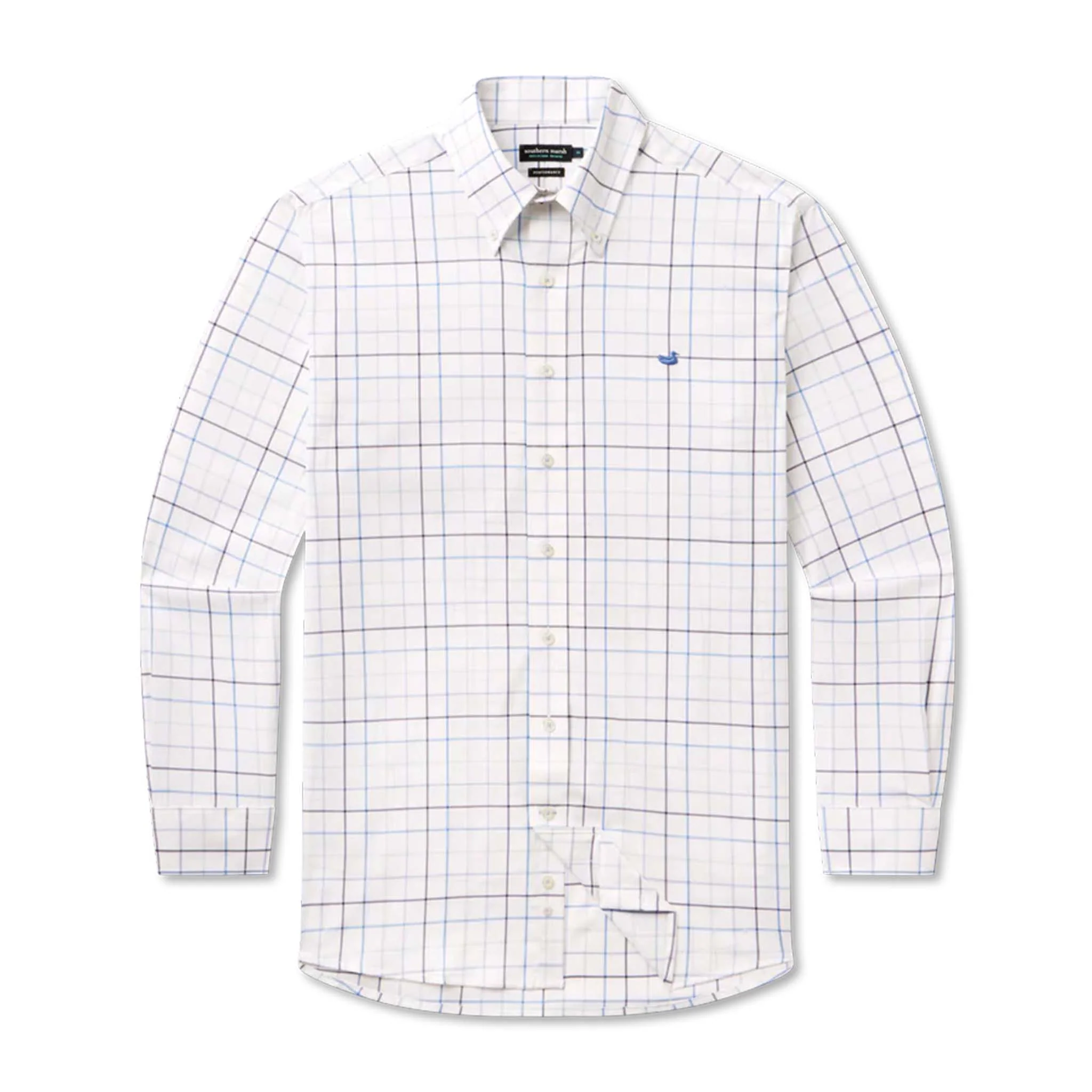 Lockhart Windowpane Performance Dress Shirt in Navy and French Blue - Image 2