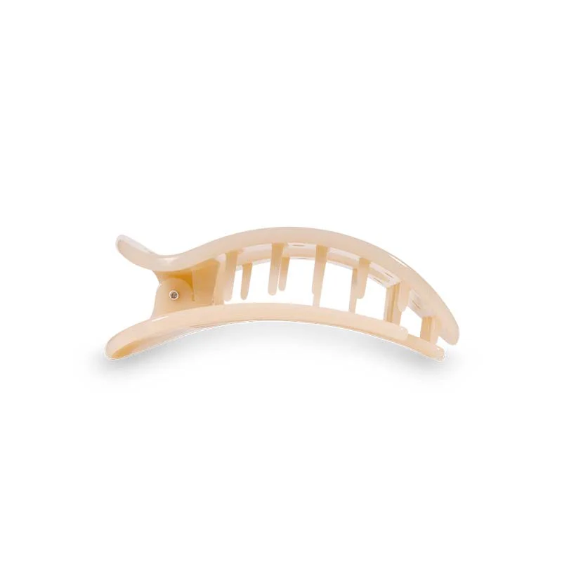 Medium Almond Beige Flat Oval Hair Clip - Image 2