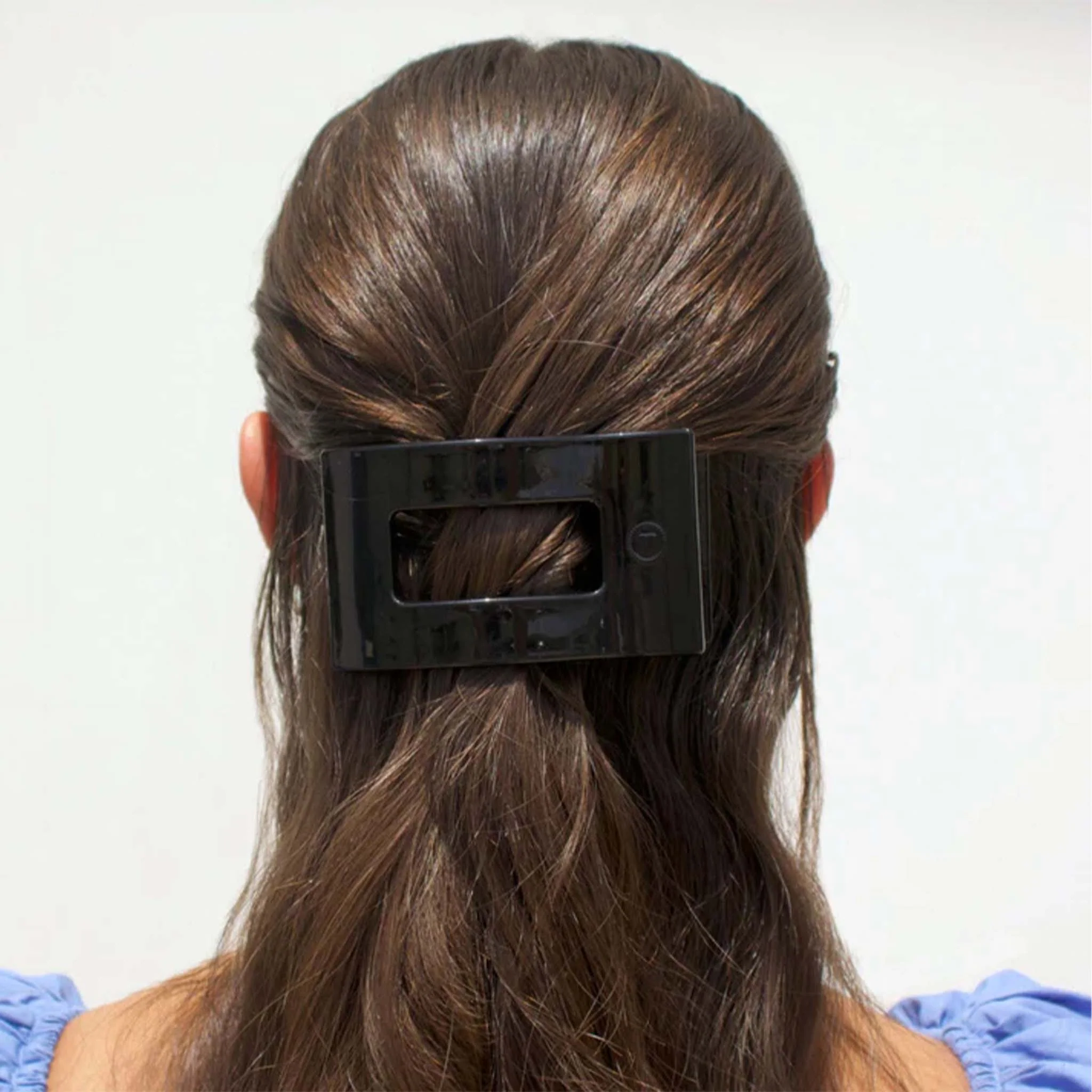 Medium Flat Rectangle Hair Clip in Jet Black - Image 2