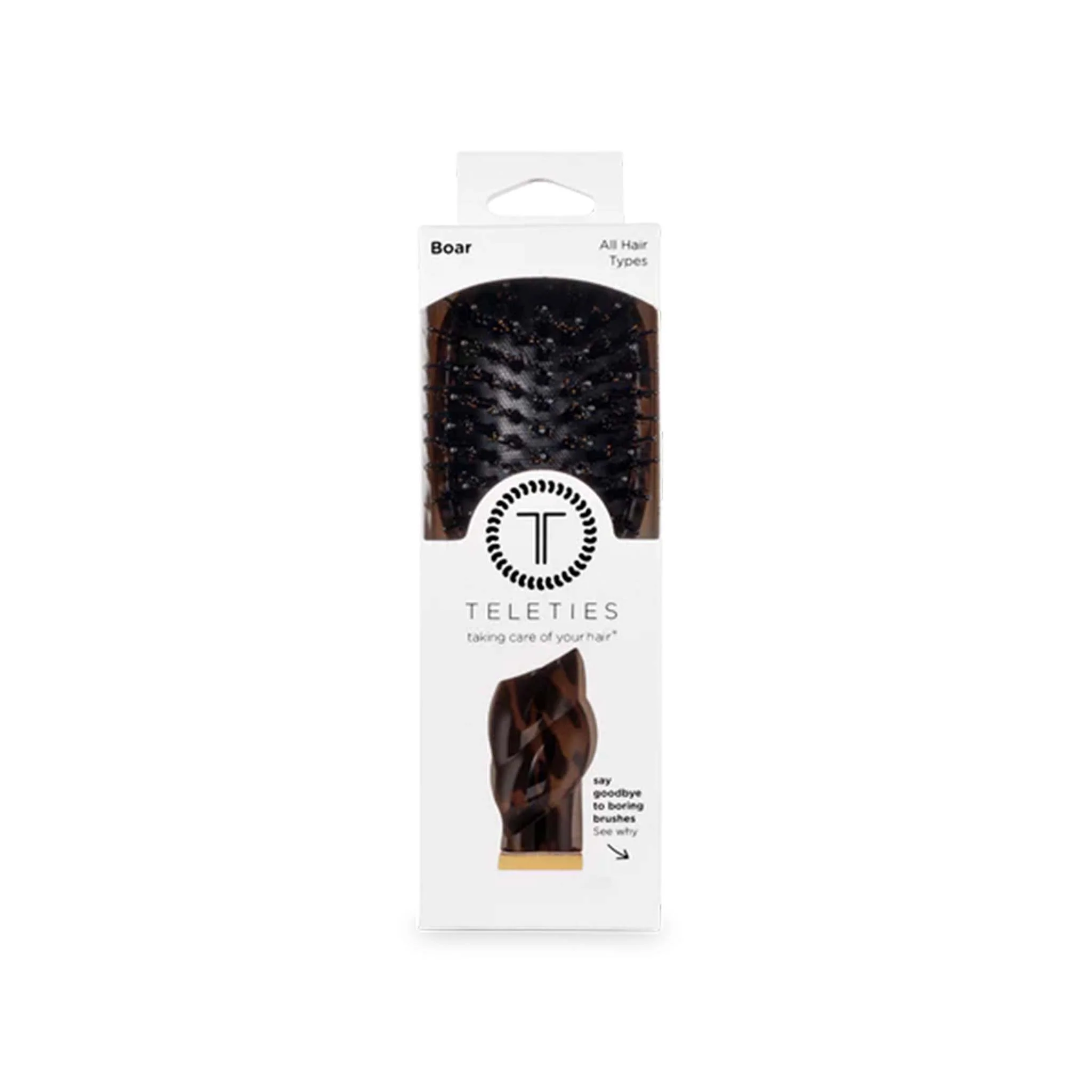 Mini Boar Bristle Hair Brush in Tortoise Shell - Image 9