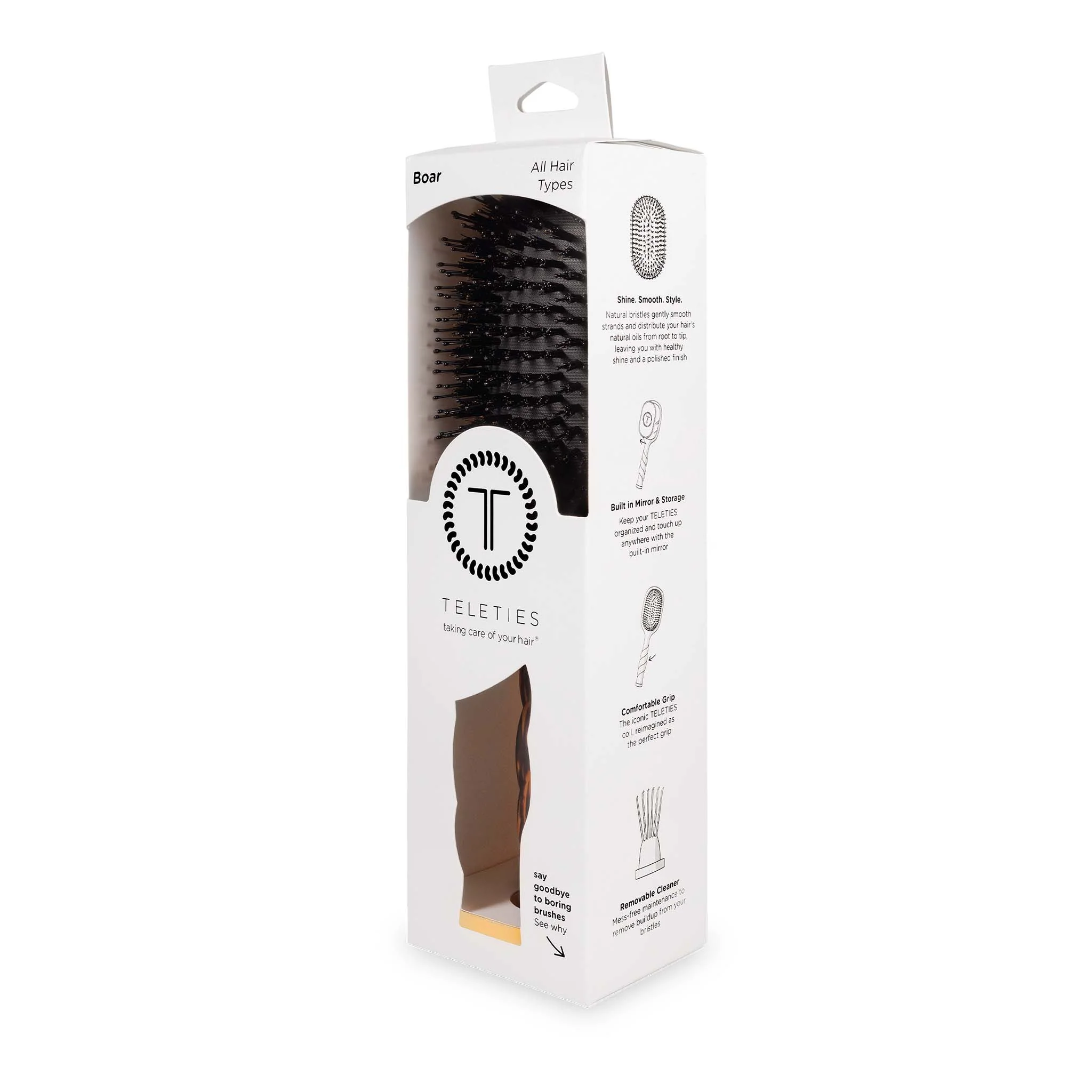 Tortoise Boar Bristle Hairbrush - Image 4