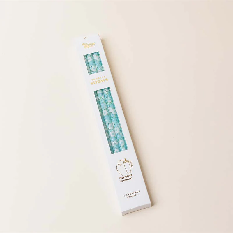 Daisy Craze Aqua 40oz Straw Set - Image 3