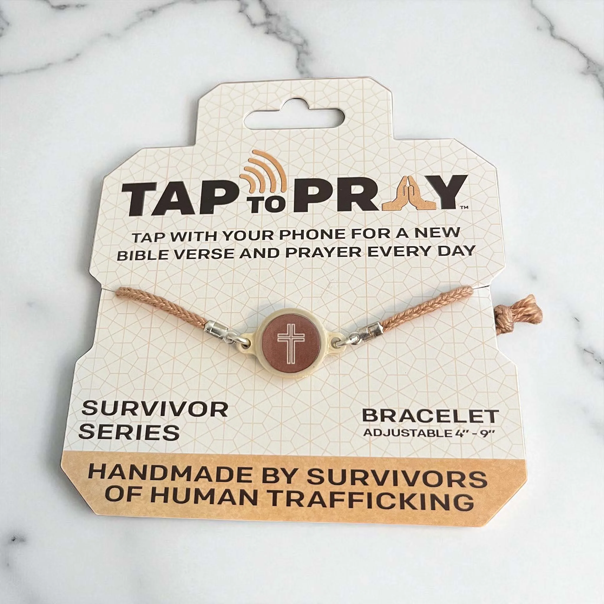 Tap To Pray Mocha Adjustable String Bracelet - Image 2