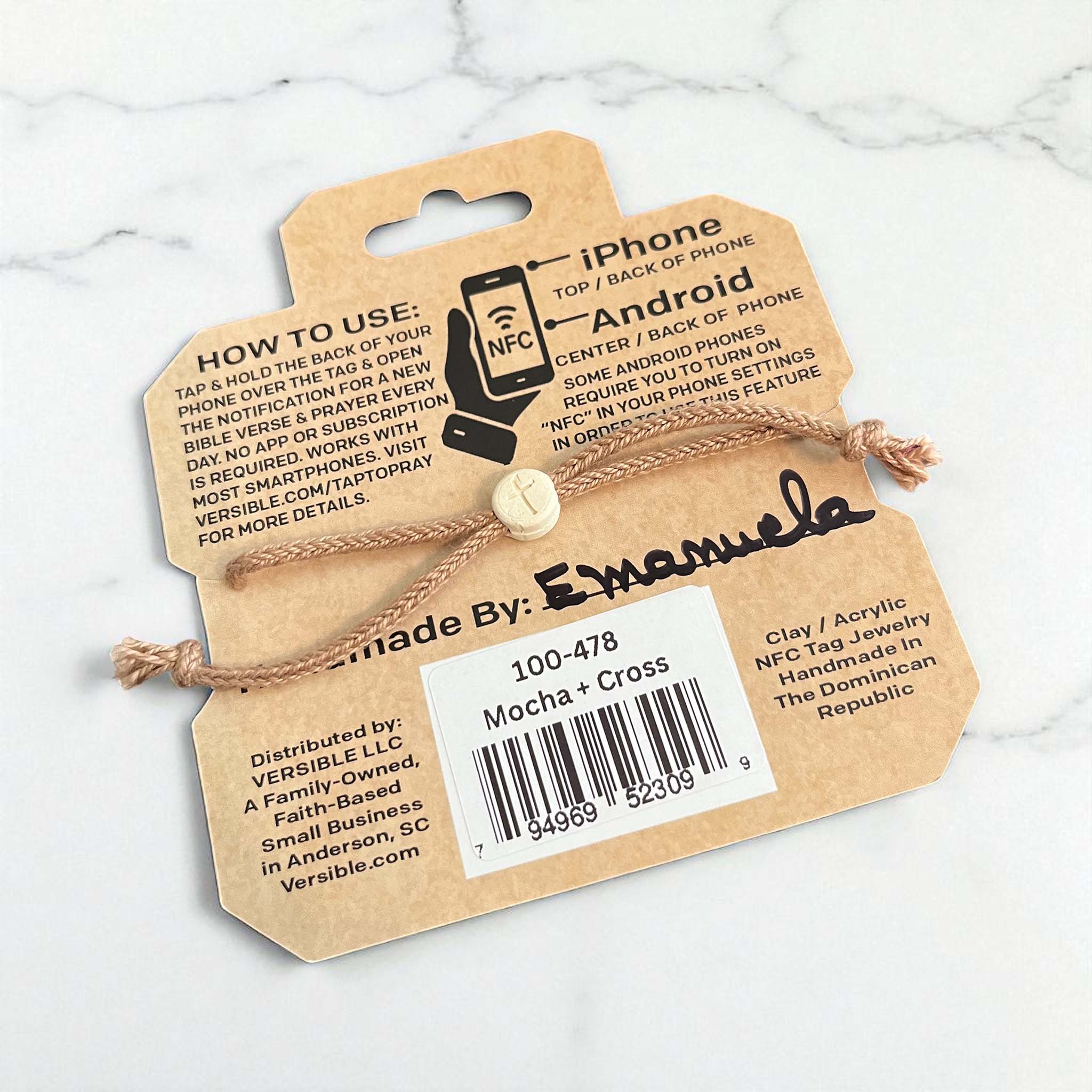 Tap To Pray Mocha Adjustable String Bracelet - Image 3