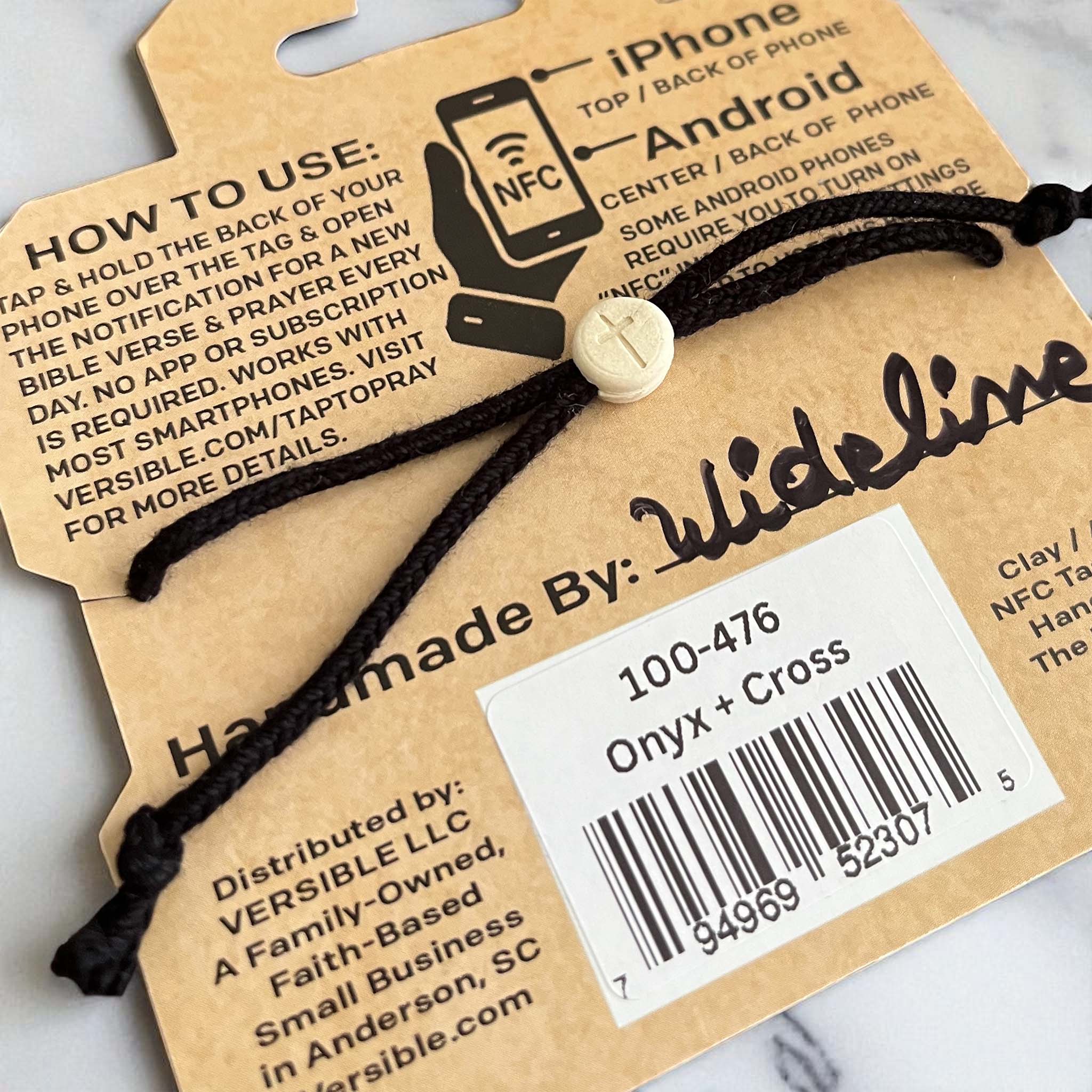 Tap To Pray Onyx Adjustable String Bracelet - Image 3