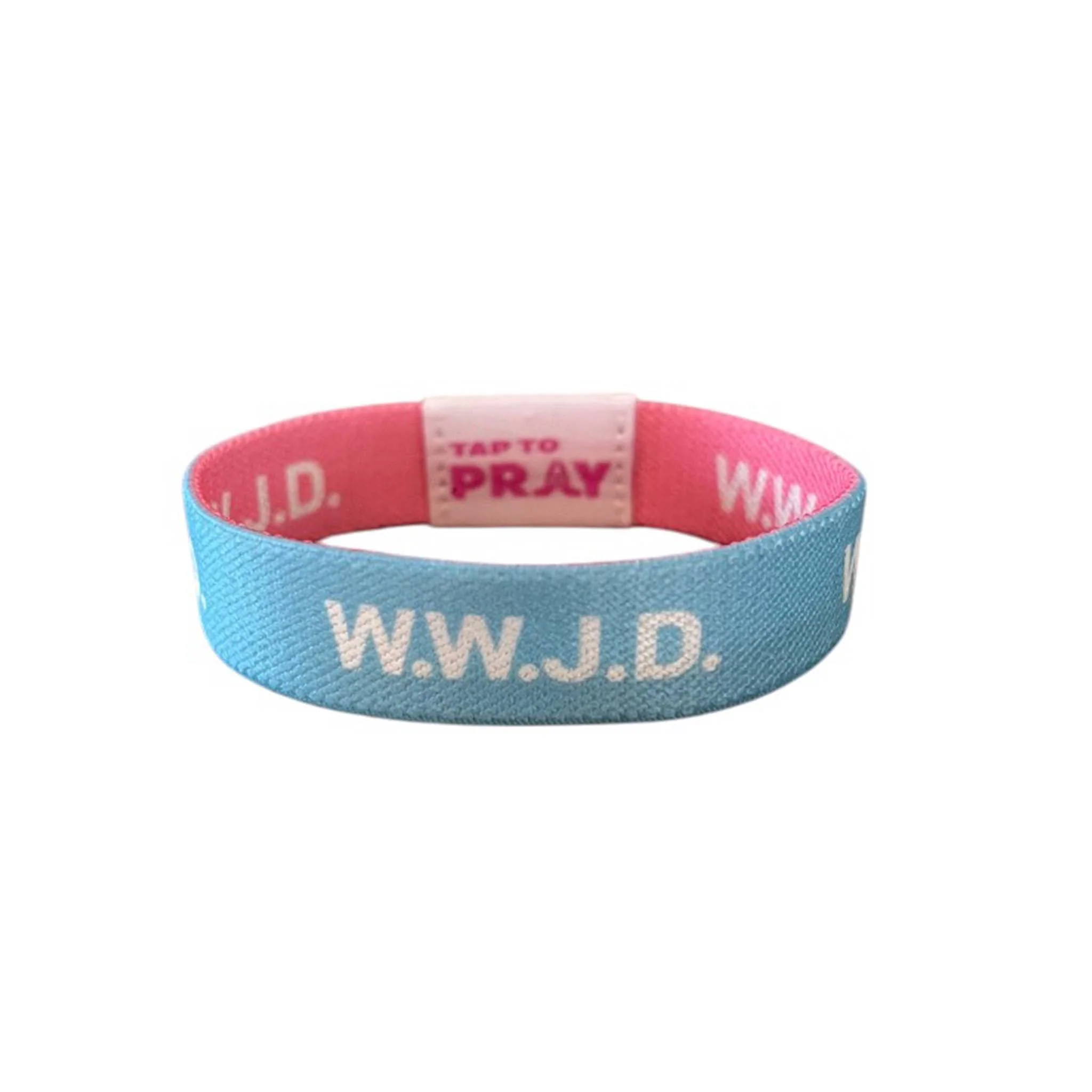 Tap To Pray Wristband in Blue & Pink WWJD - Image 4