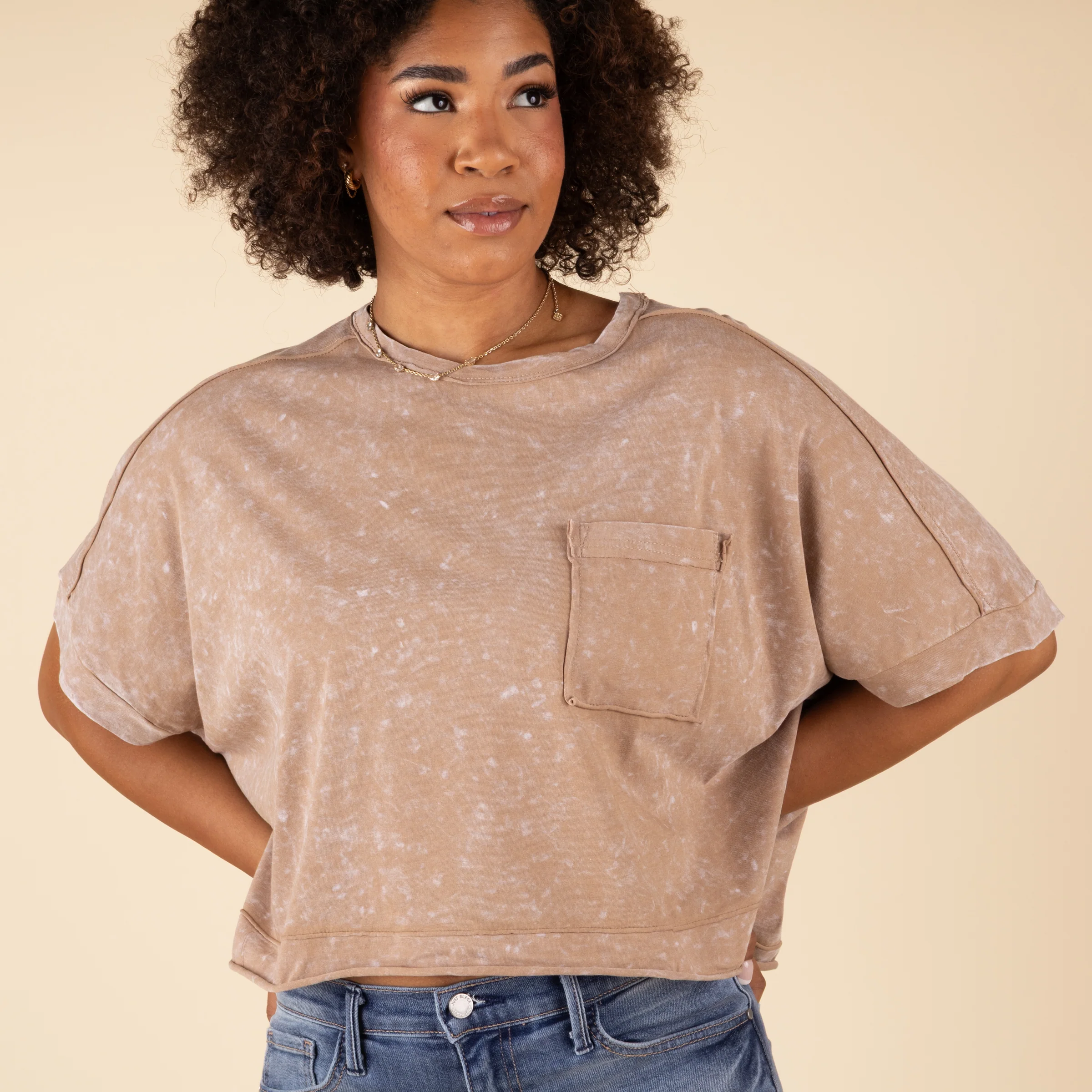 Boxy Pocket Short Sleeve Crop Top - Image 2