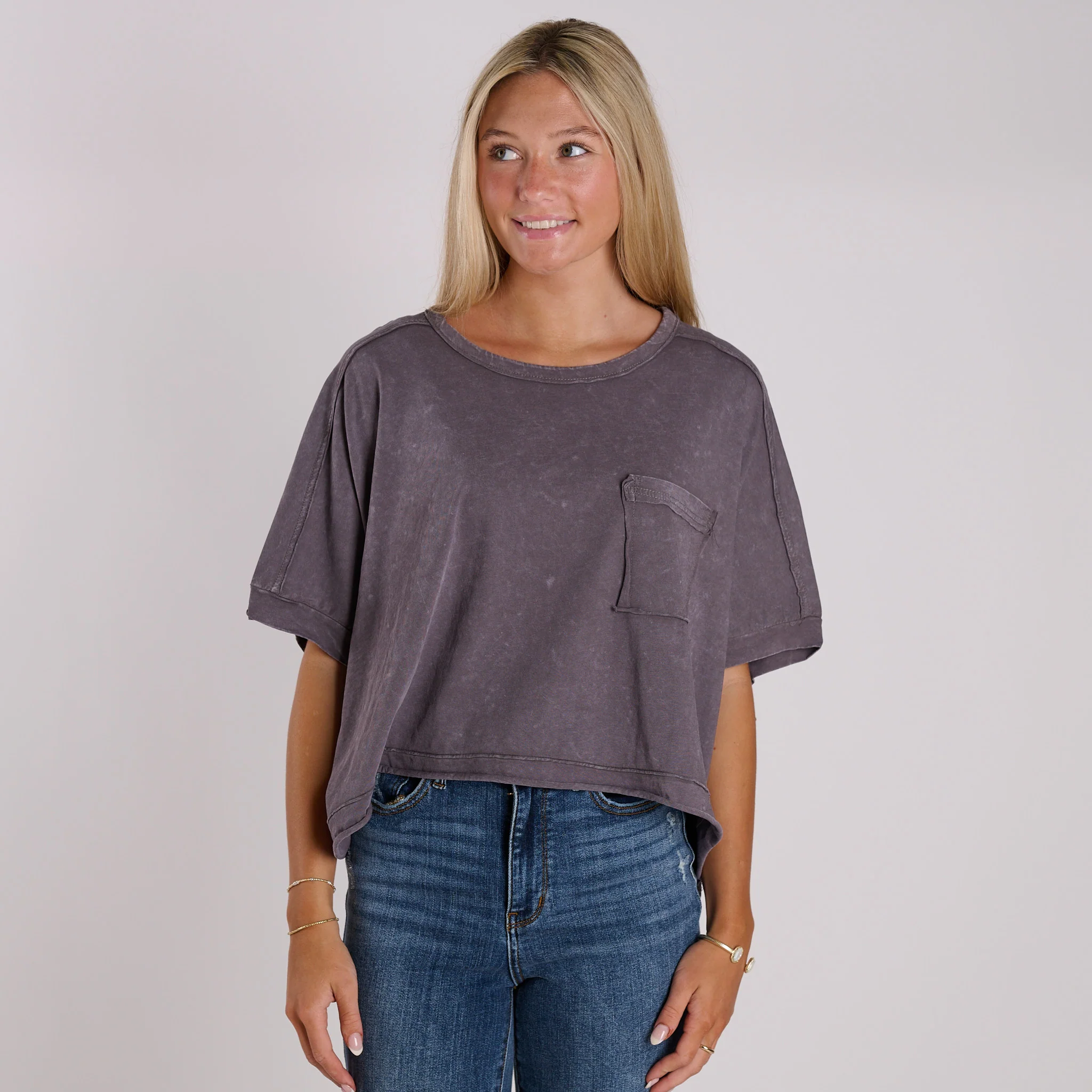 Oversized Boxy Pocket Cropped Shirt - Image 21