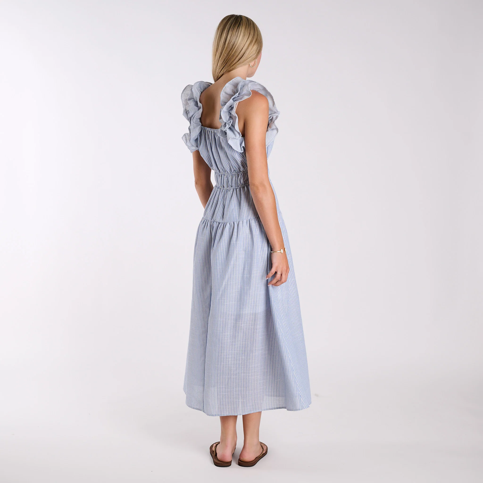 Ruffle Shoulder Striped Maxi Dress - Image 8